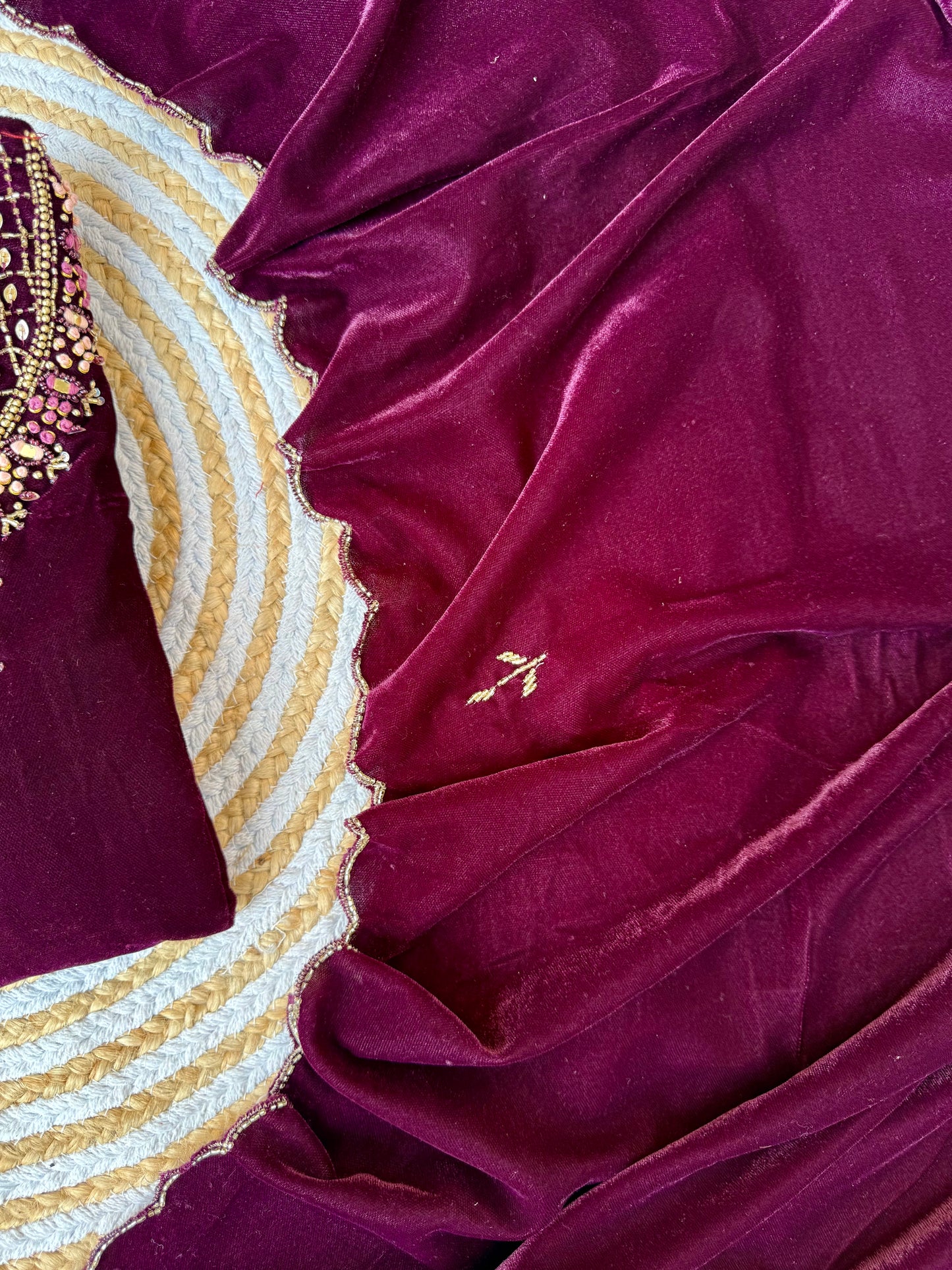 “Jivika” Maroon heavy velvet handwork suit set