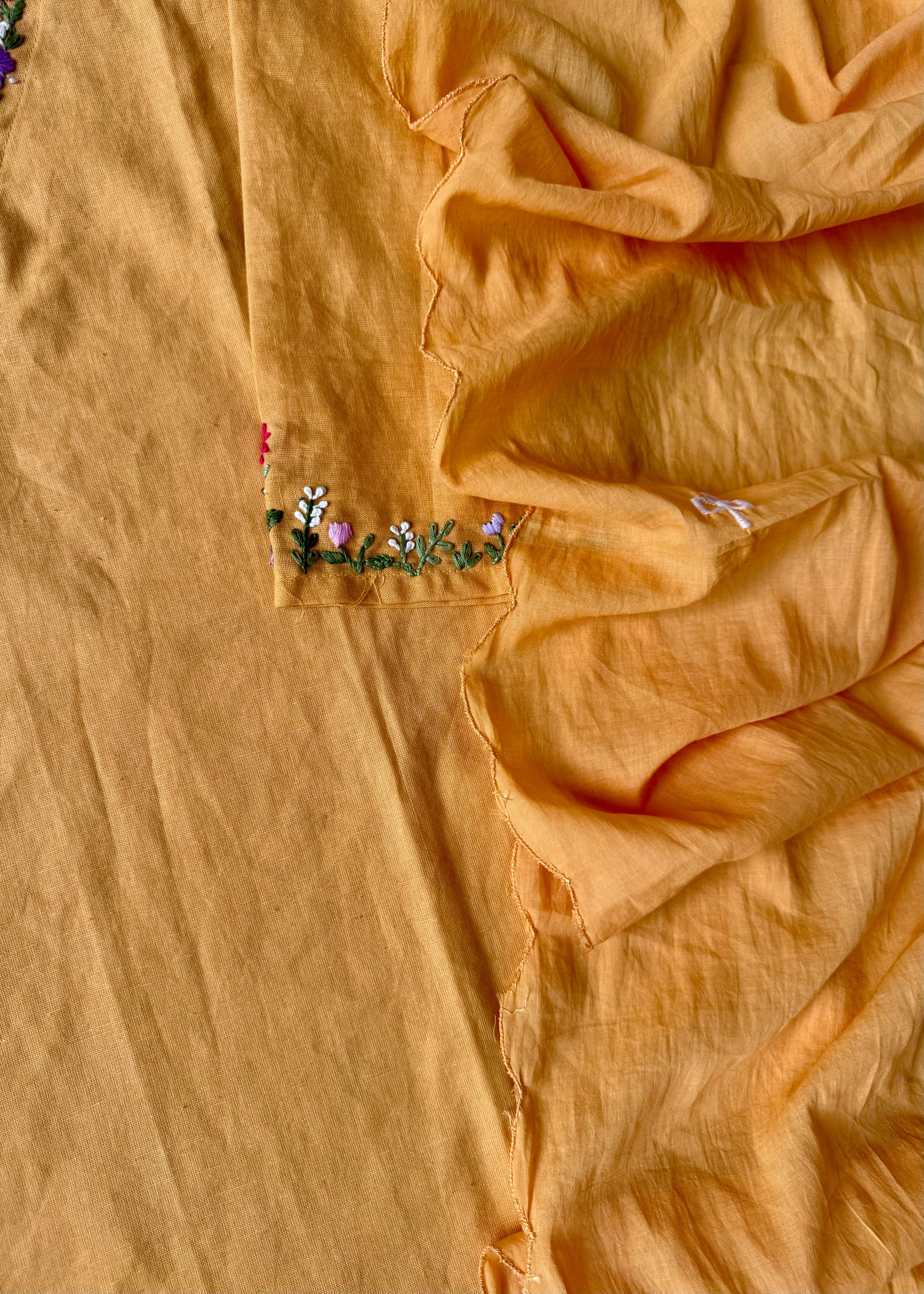 “Aayana” Premium lemon yellow cotton thread work kurta set