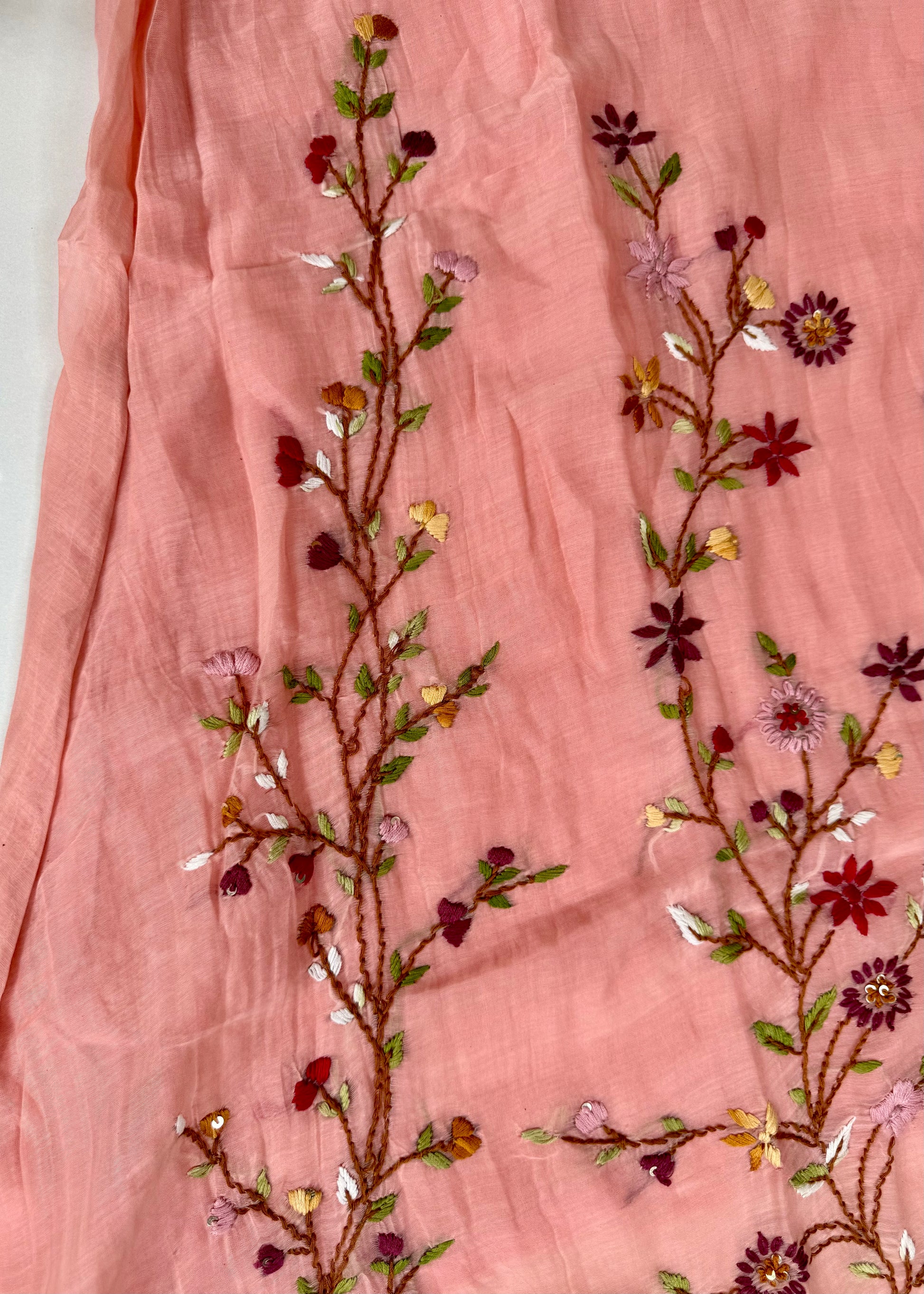 “Thread” Premium Mauve pink Mul Chanderi A Line kurta set