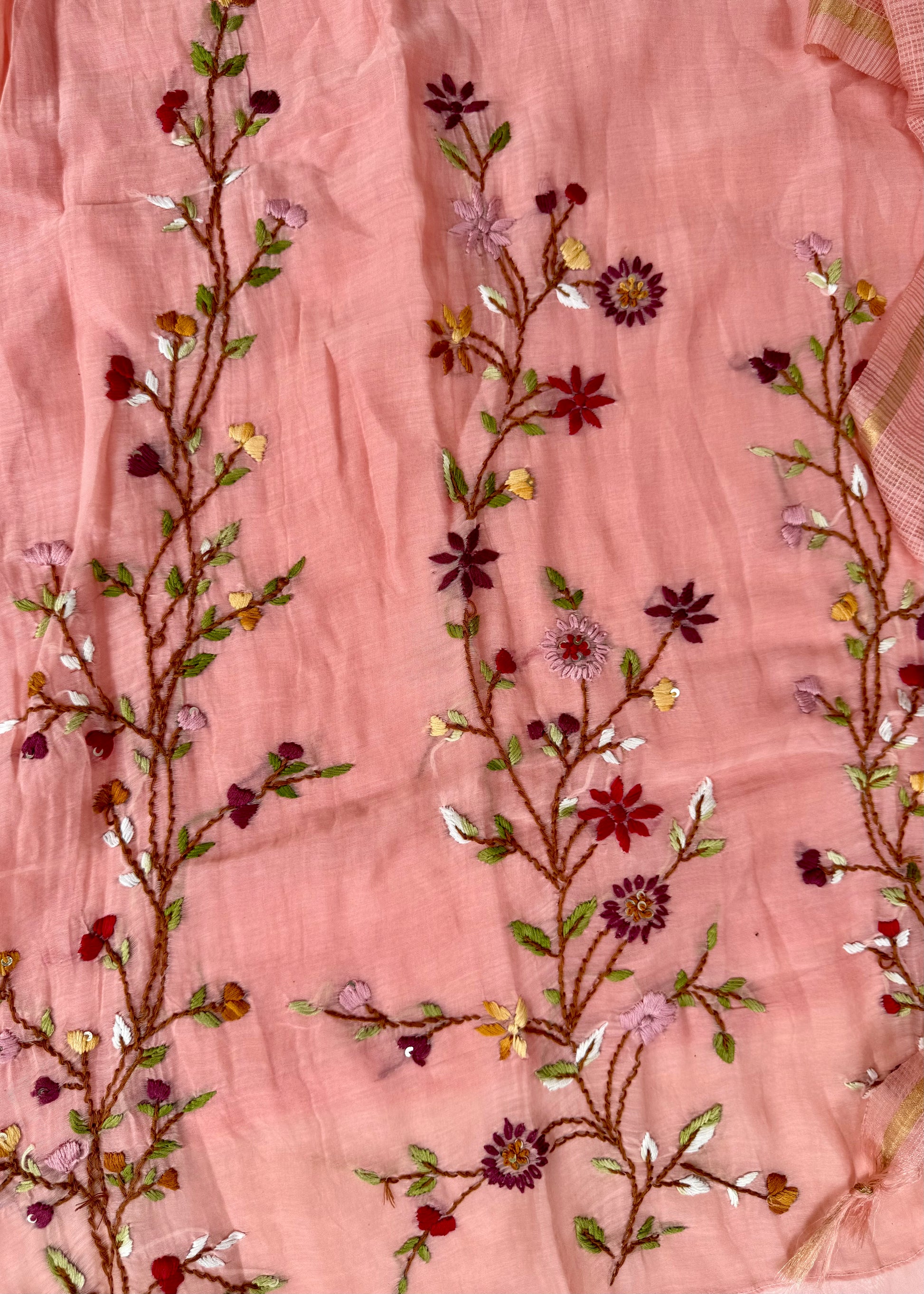 “Thread” Premium Mauve pink Mul Chanderi A Line kurta set