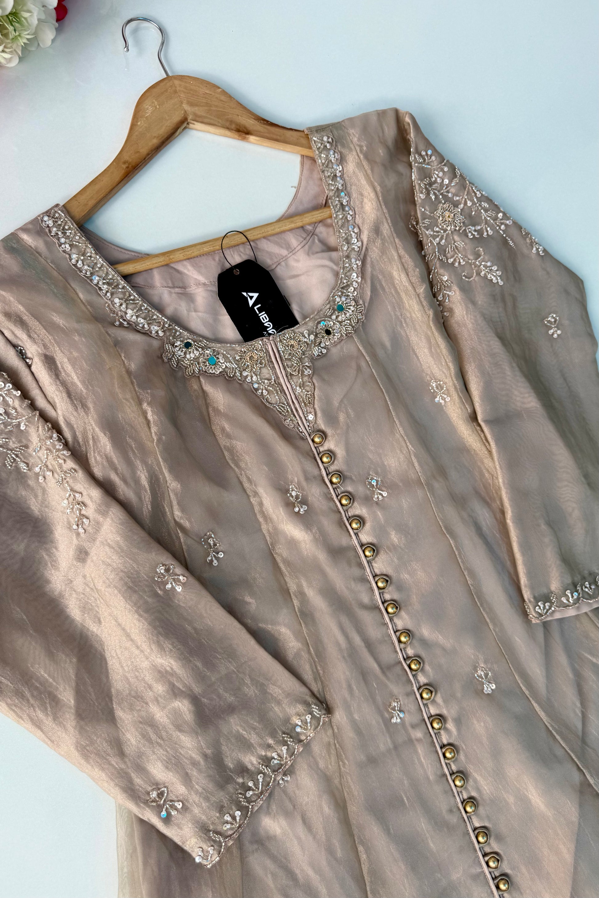 ✨Aiyana- Eid Special Crushed Tissue Heavy Handwork Anarkali Suit