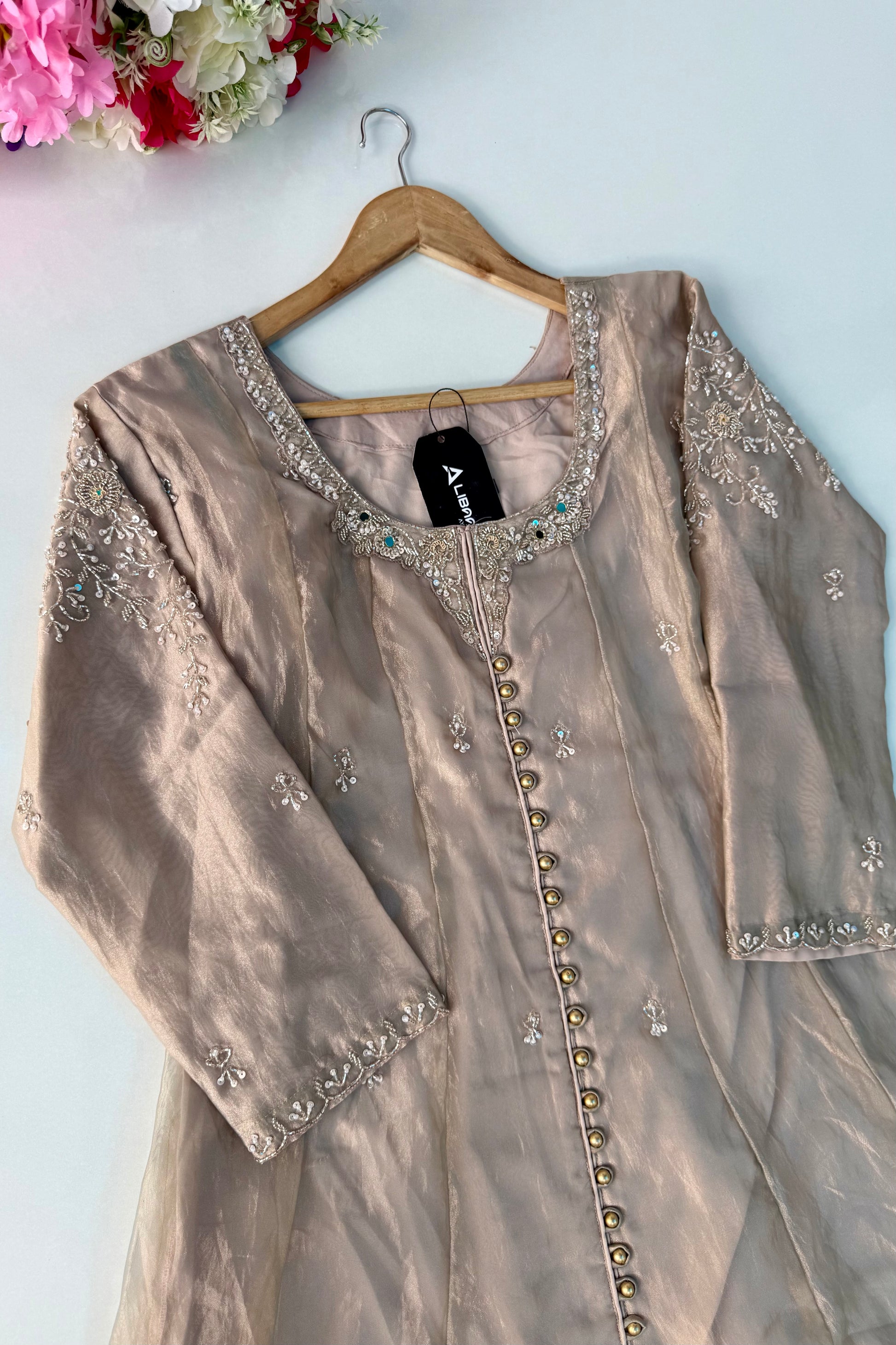 ✨Aiyana- Eid Special Crushed Tissue Heavy Handwork Anarkali Suit