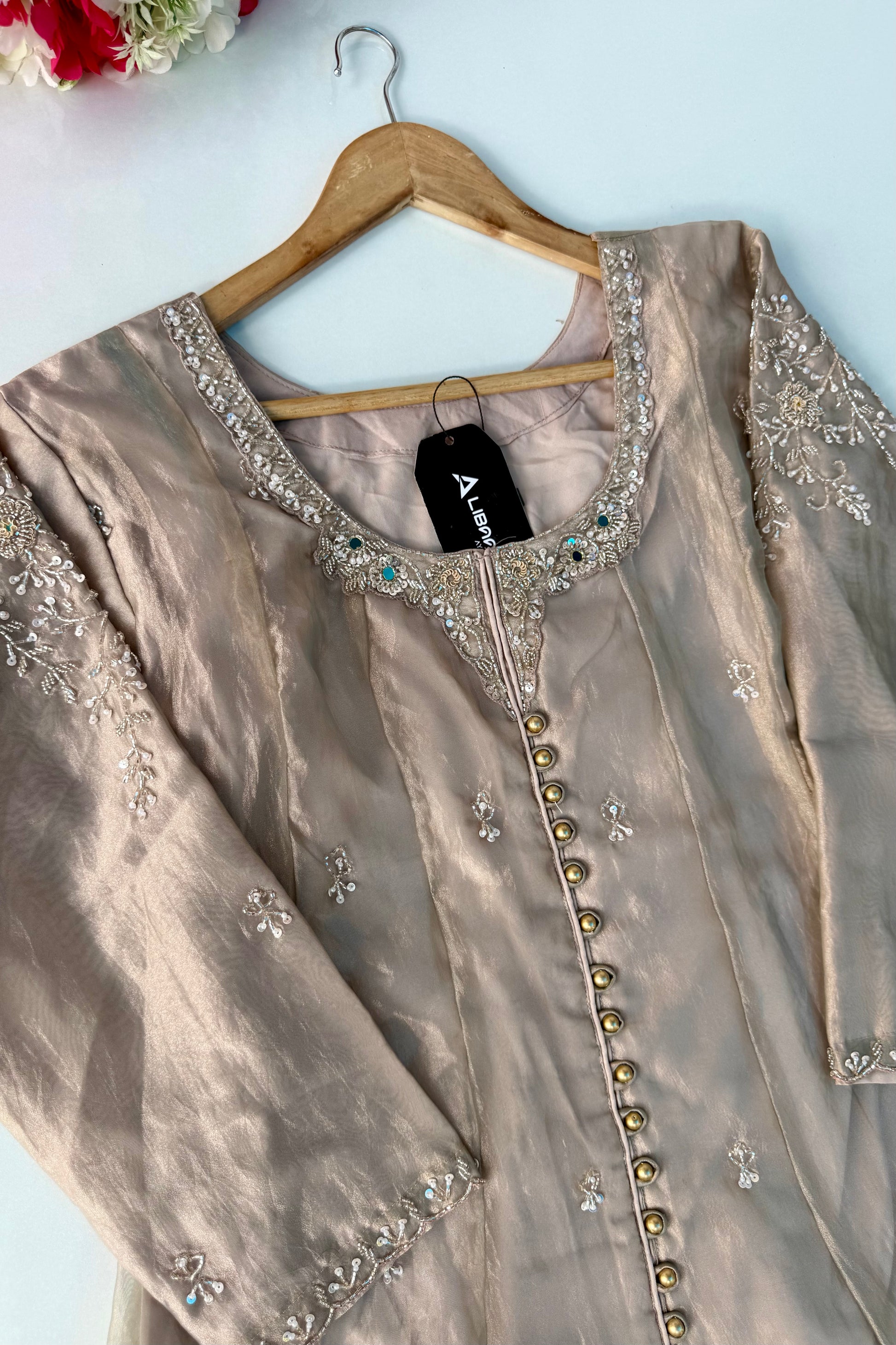 ✨Aiyana- Eid Special Crushed Tissue Heavy Handwork Anarkali Suit
