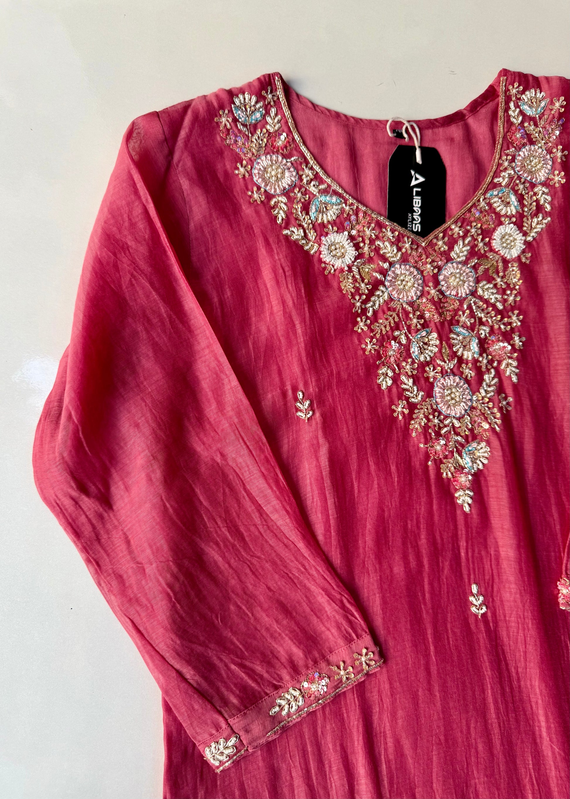 “Rania” Trending Ethnic Wear Deep Rose Pink Mul Chanderi Kurta Set