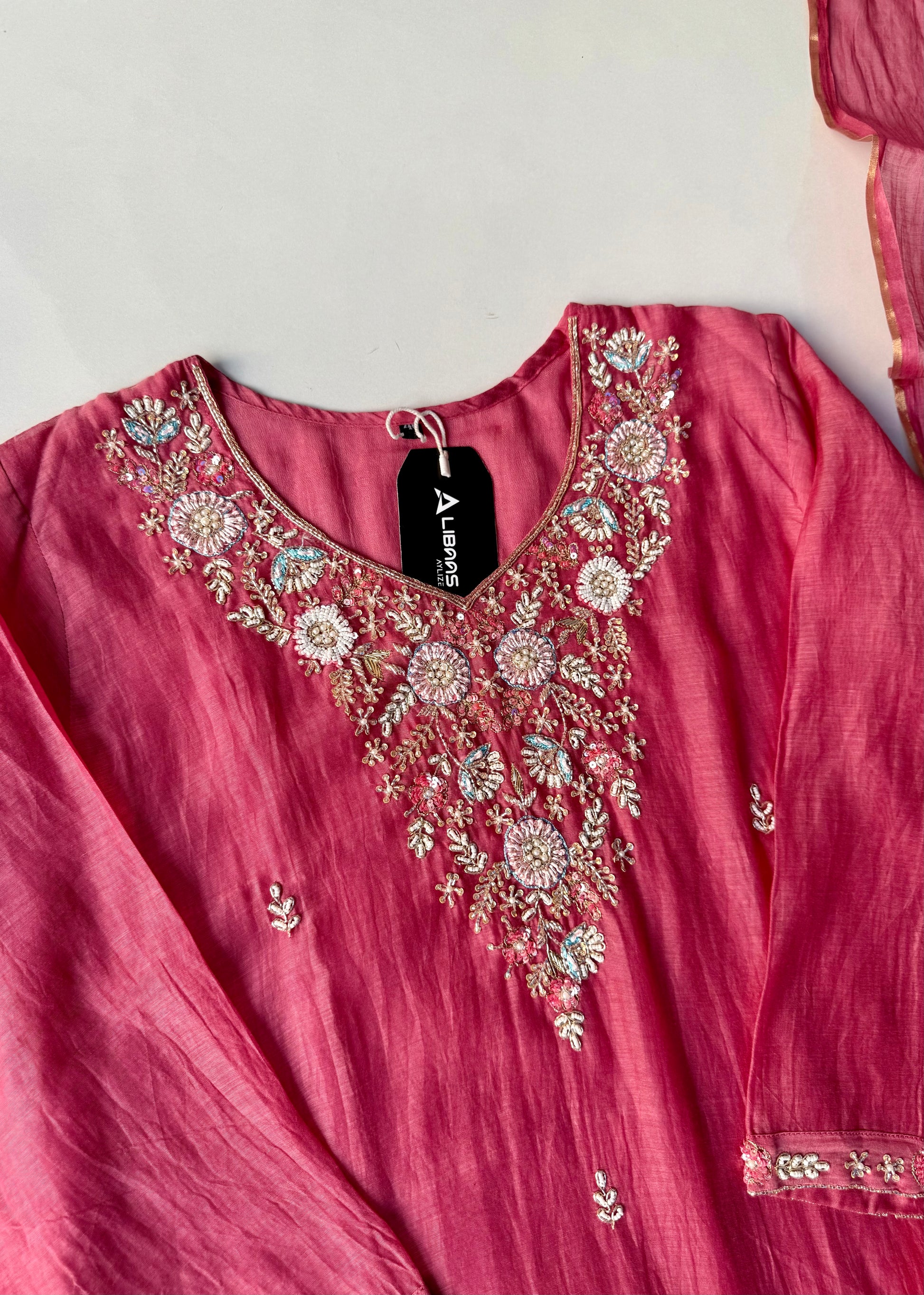 “Rania” Trending Ethnic Wear Deep Rose Pink Mul Chanderi Kurta Set