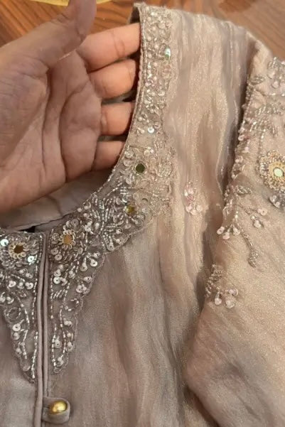 ✨Aiyana- Eid Special Crushed Tissue Heavy Handwork Anarkali Suit