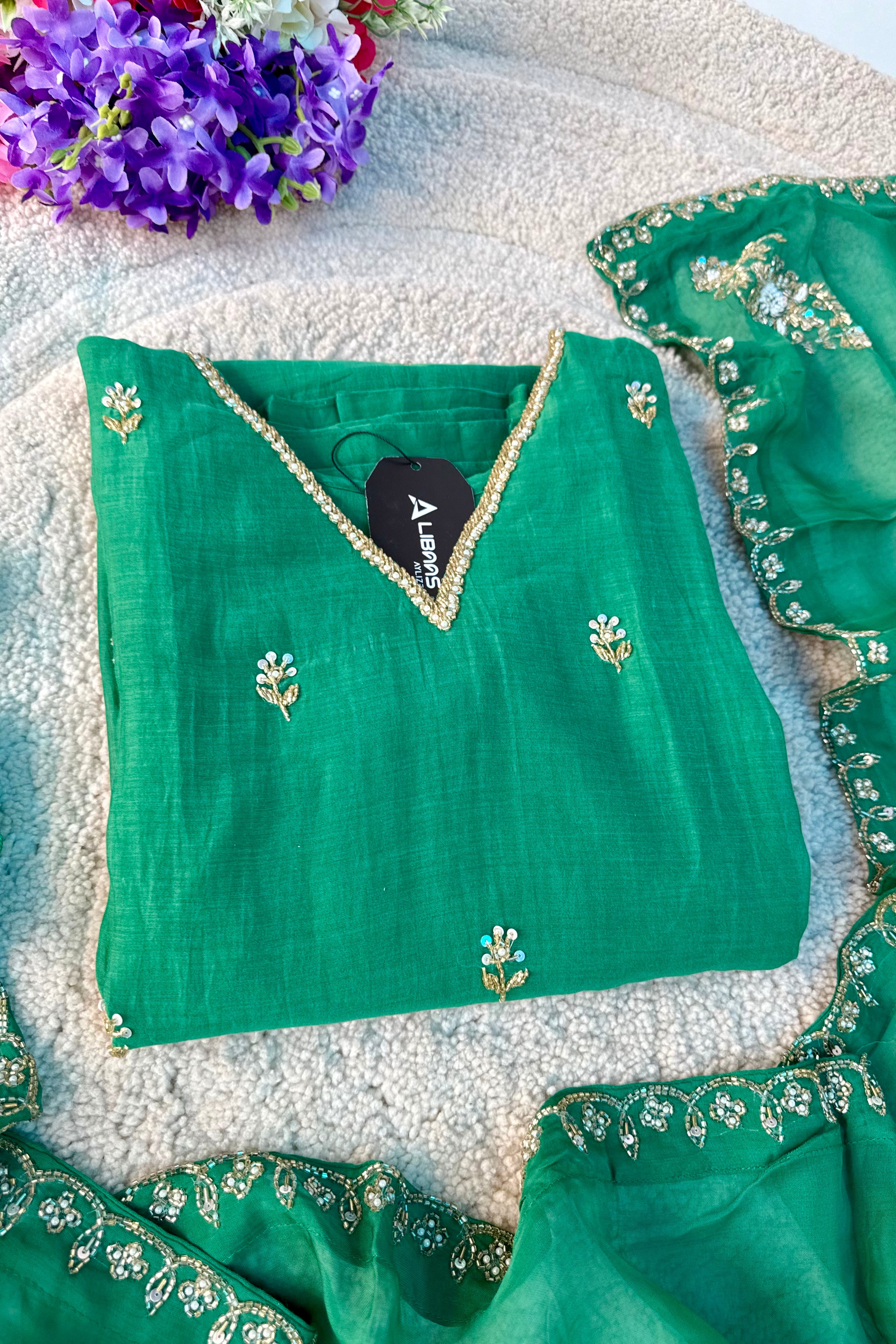 ✨”Mehar– Premium Party wear Mul Chanderi A-Line Kurta Set✨