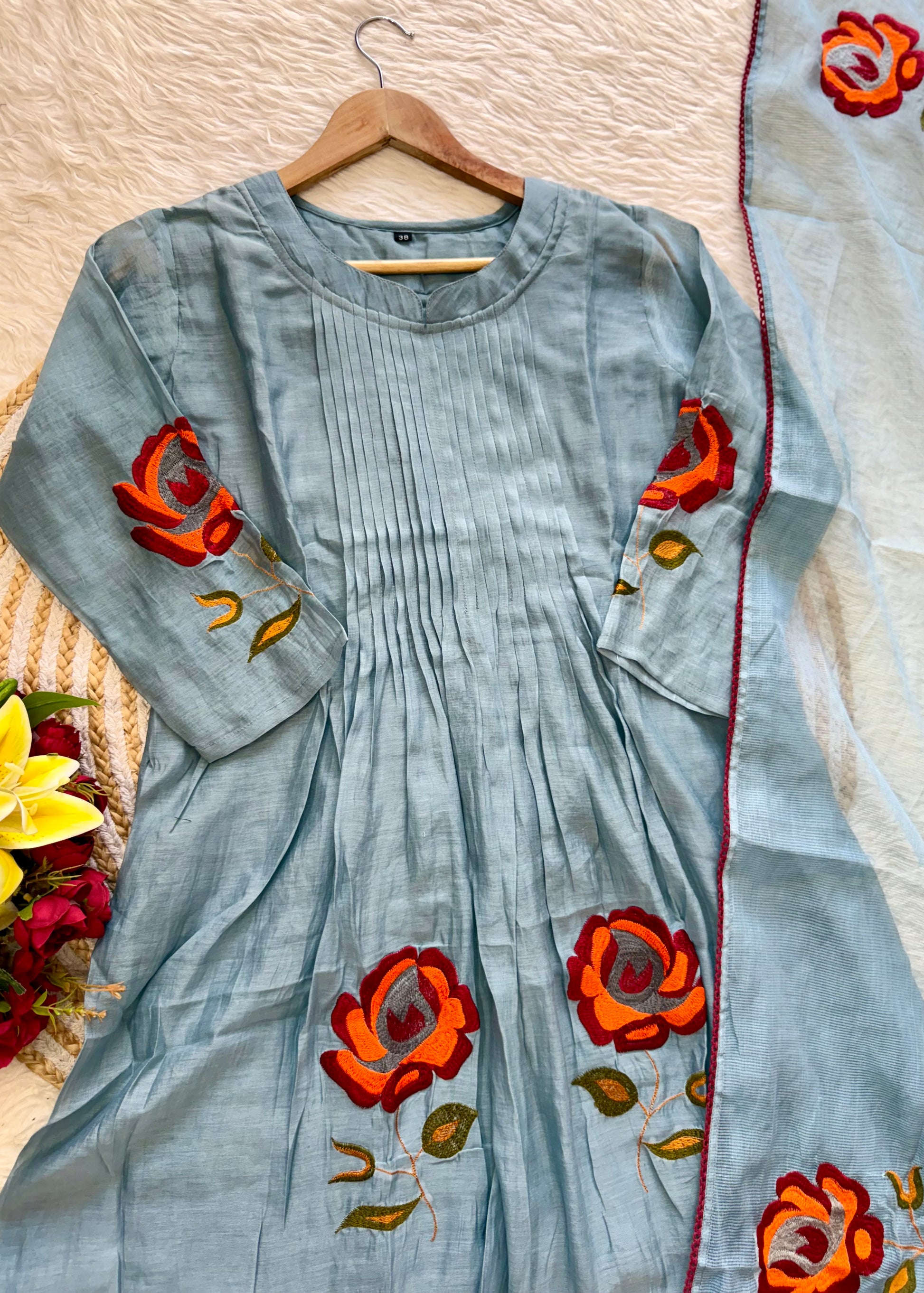 “MAHA” Beautiful Mul Chanderi anarkali kurti set