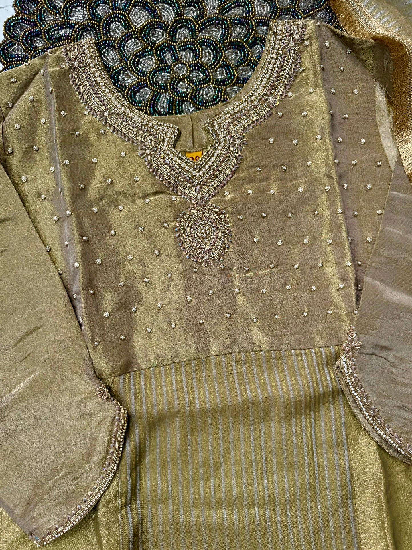 “Trisha” Tissue silk kurti palazzo with dupatta set 💚