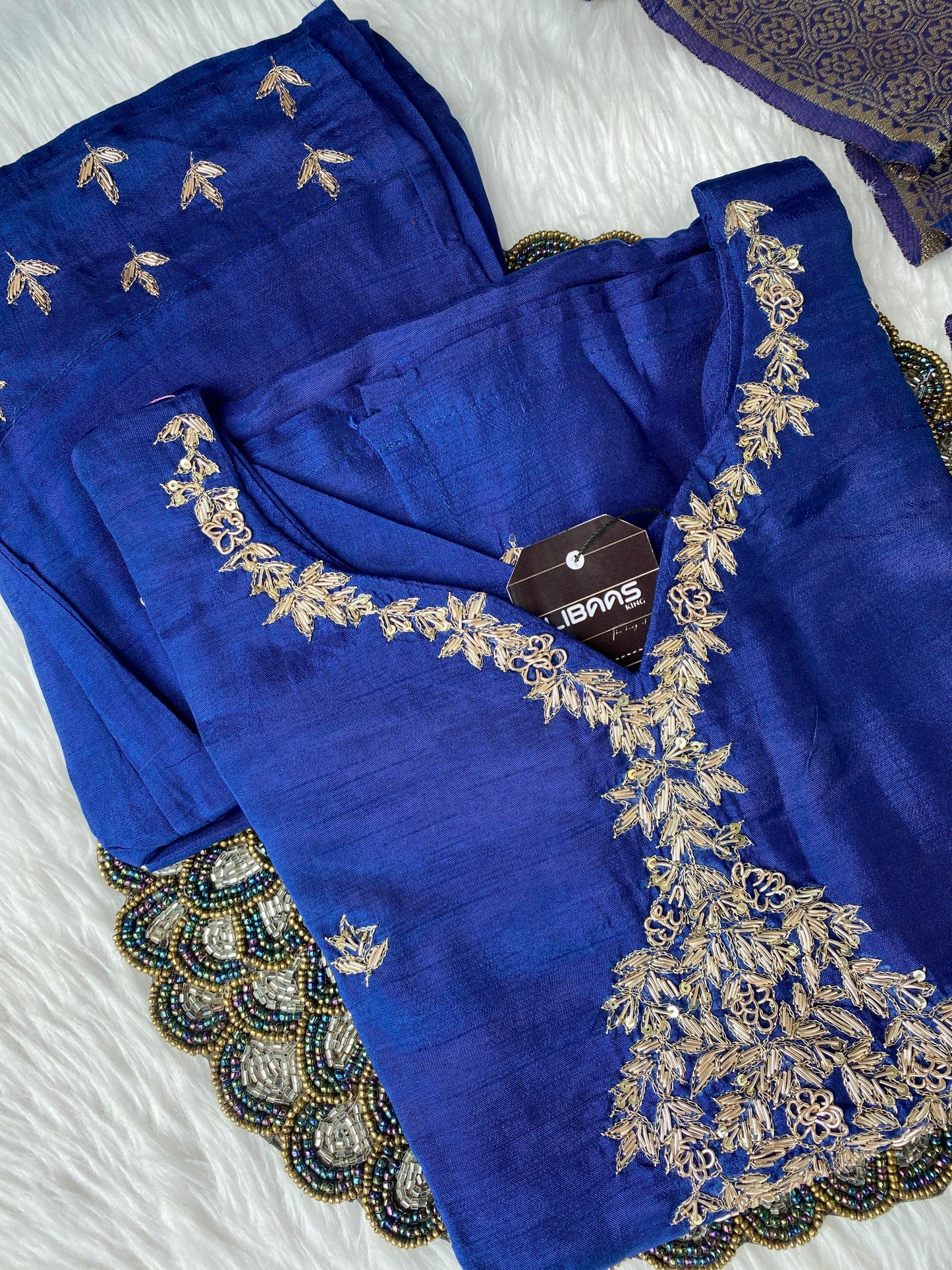 "Khushali" Silver zardozi work dola silk set