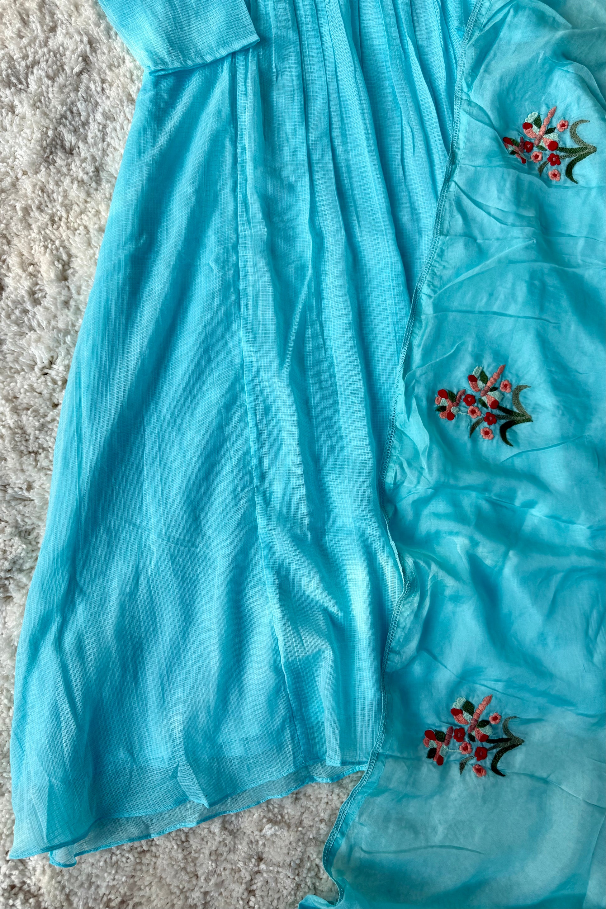 “Doria” Premium Kota Embroidered Anarkali Kurta Set