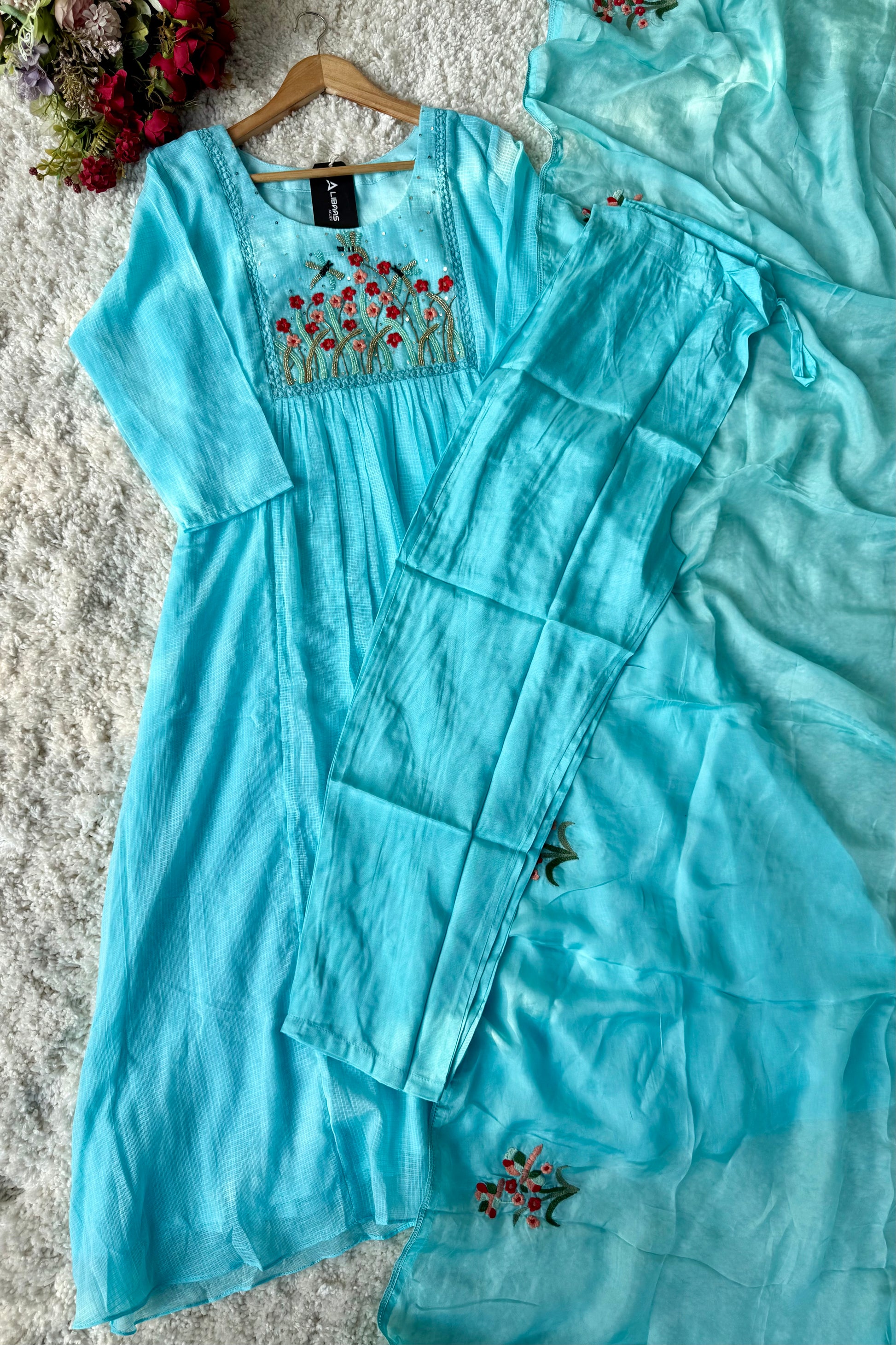 “Doria” Premium Kota Embroidered Anarkali Kurta Set