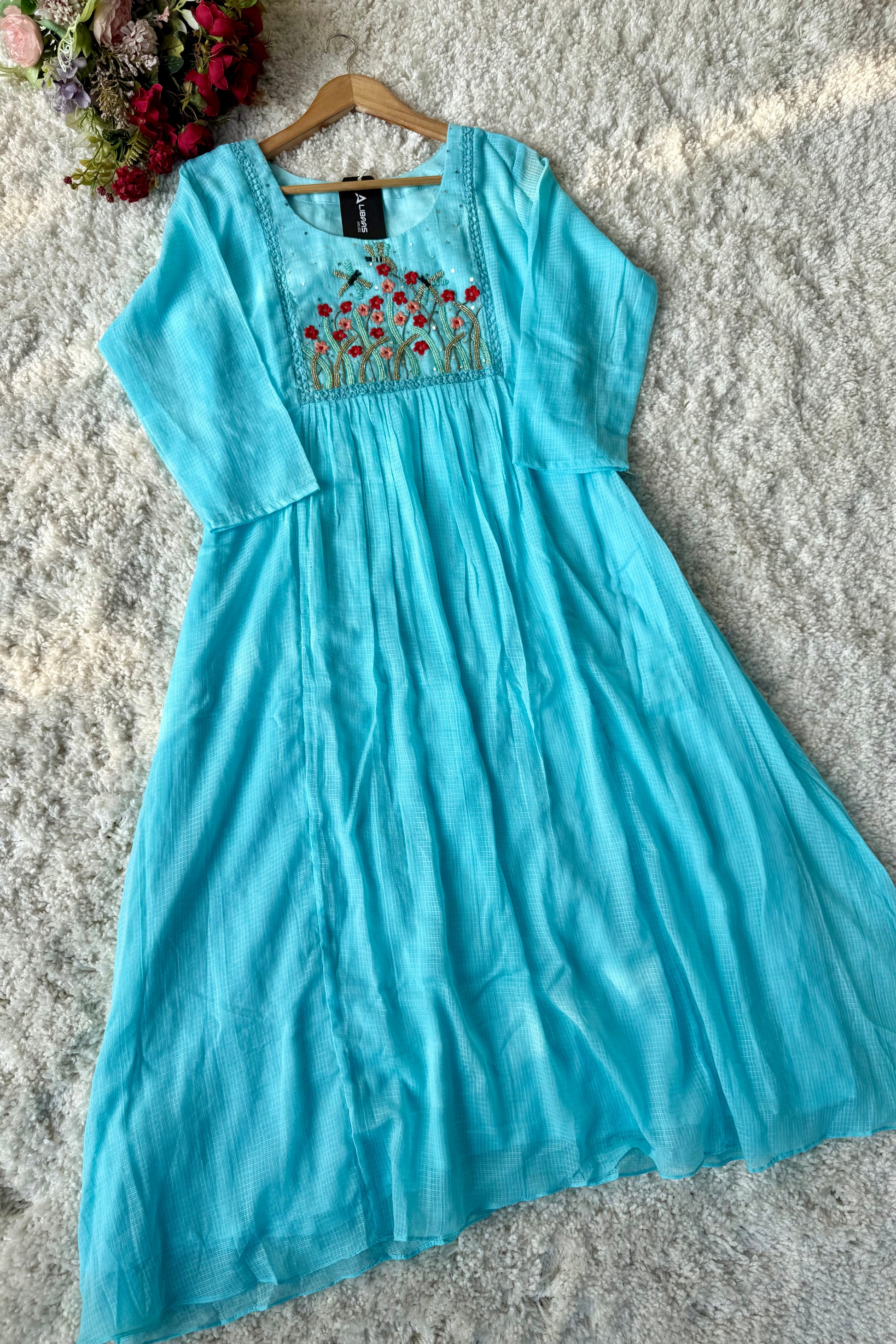 “Doria” Premium Kota Embroidered Anarkali Kurta Set