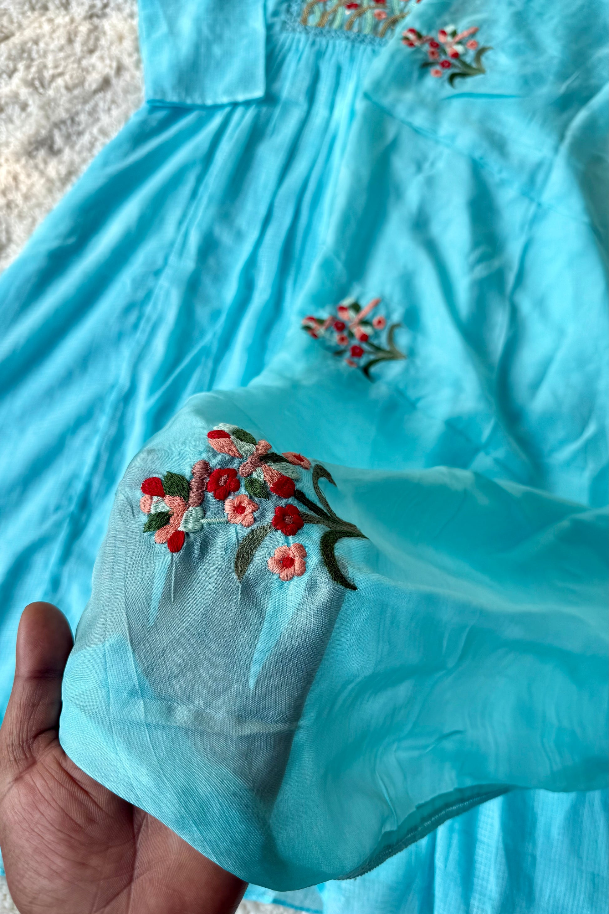 “Doria” Premium Kota Embroidered Anarkali Kurta Set