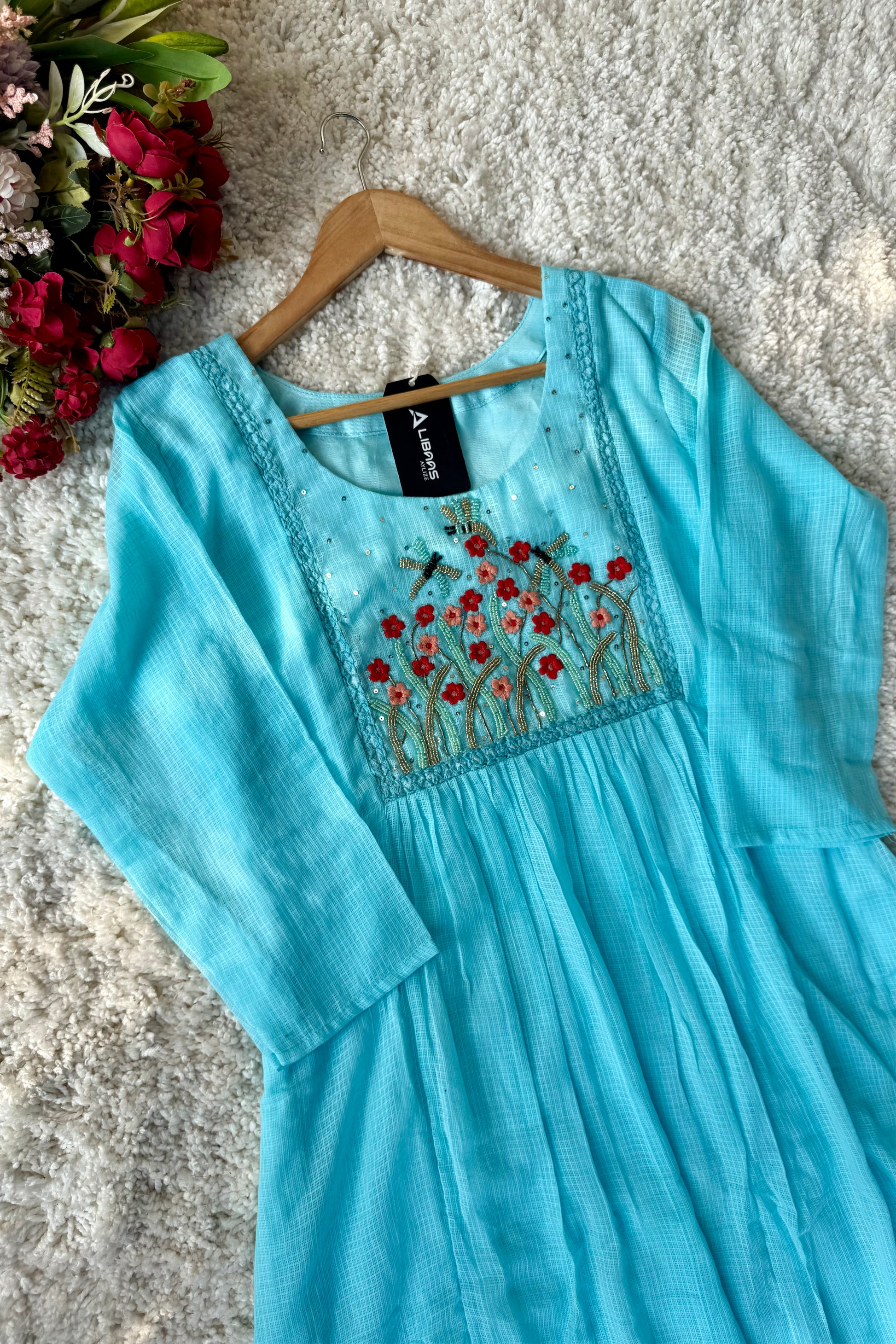 “Doria” Premium Kota Embroidered Anarkali Kurta Set