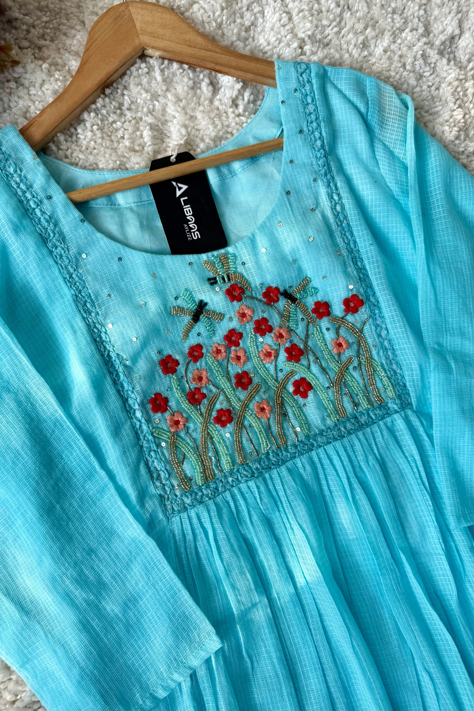 “Doria” Premium Kota Embroidered Anarkali Kurta Set