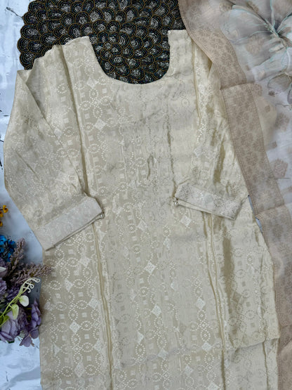 "MEGHNA" Party wear Tissue silk kurta palazzo set 🤍