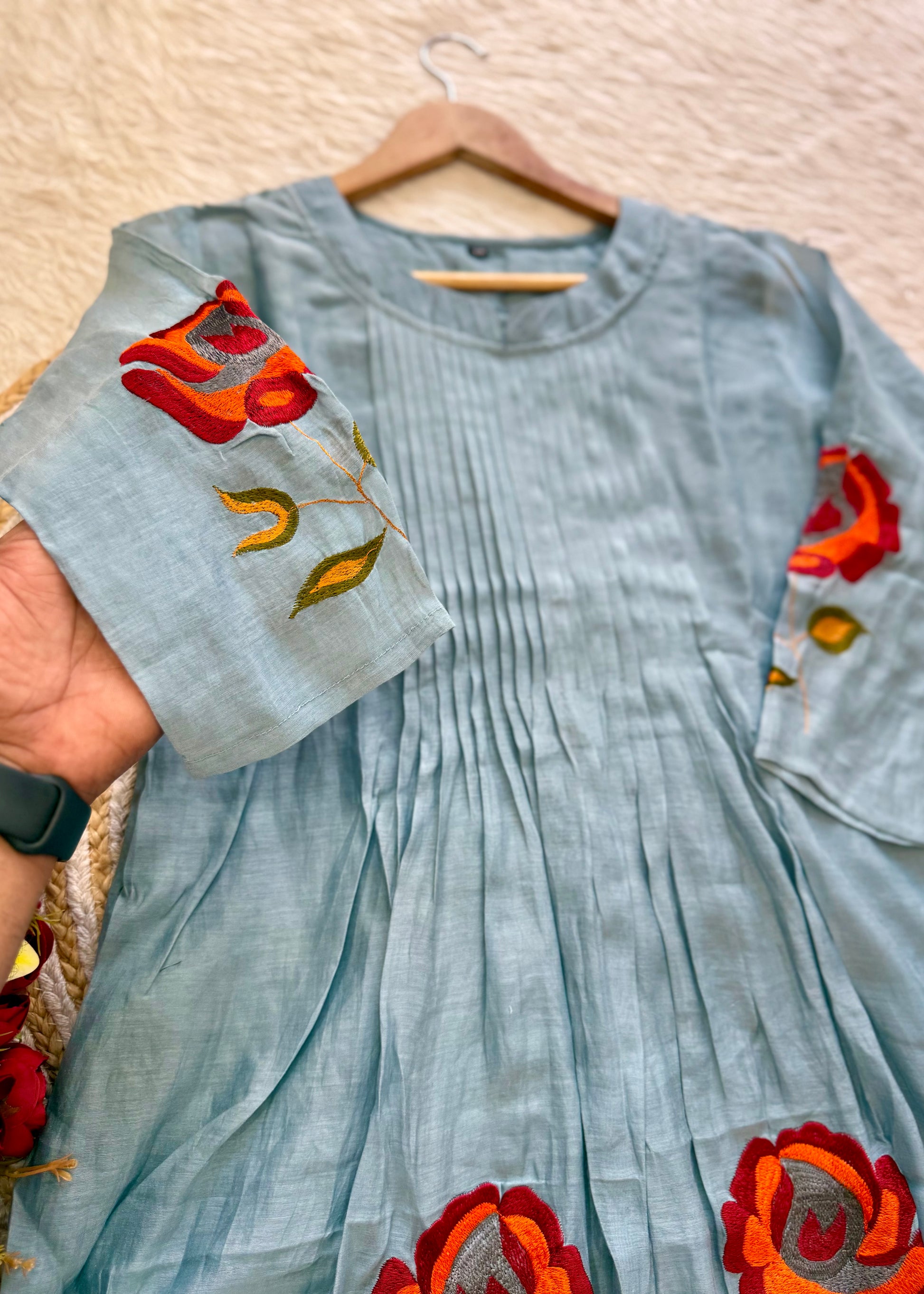“MAHA” Beautiful Mul Chanderi anarkali kurti set