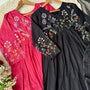 “Ziva” Beautiful Mul Cotton Embroidered Anarkali Kurta Set
