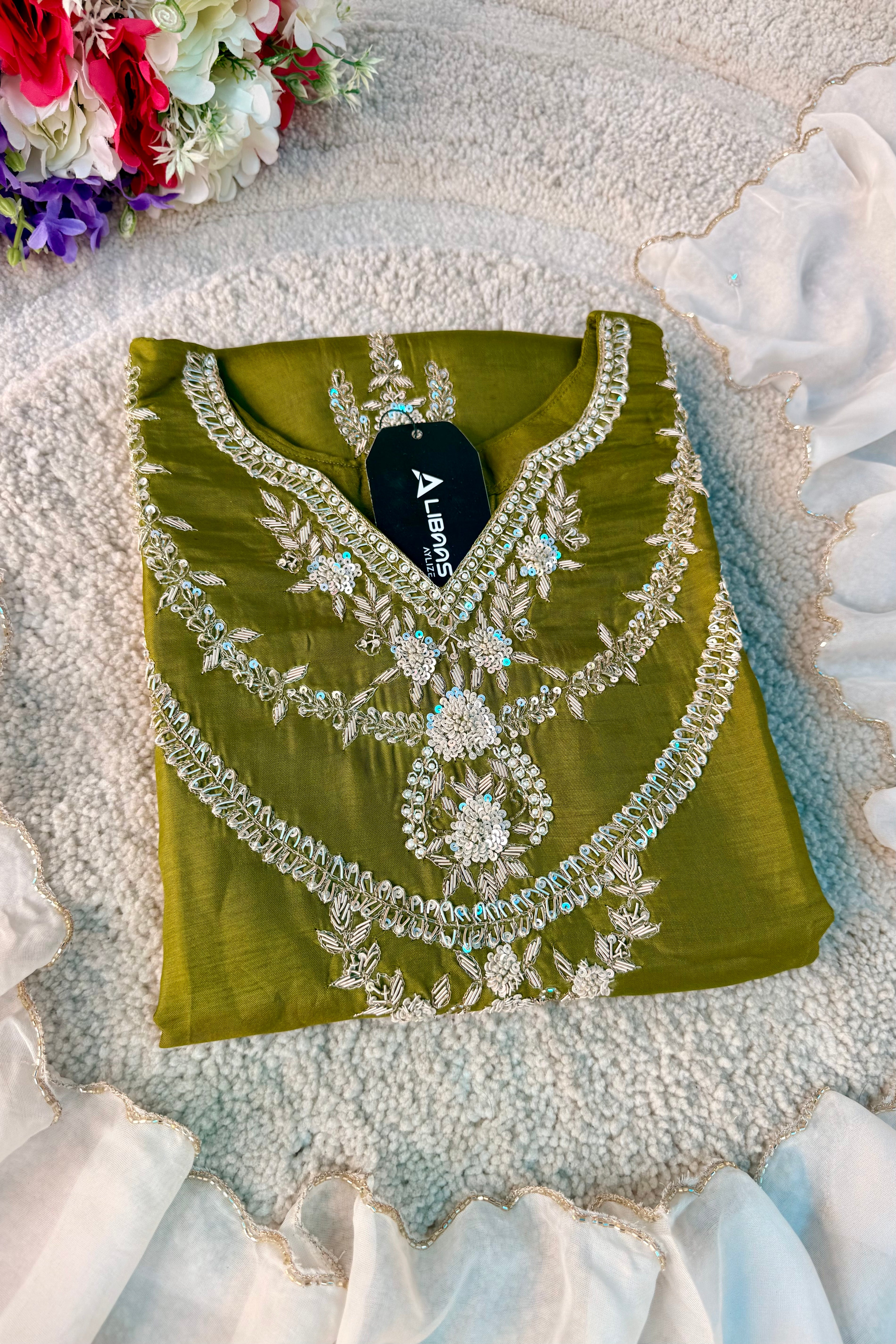 💫Ruchi – Premium Dola Silk Heavy Handwork Kurta Set