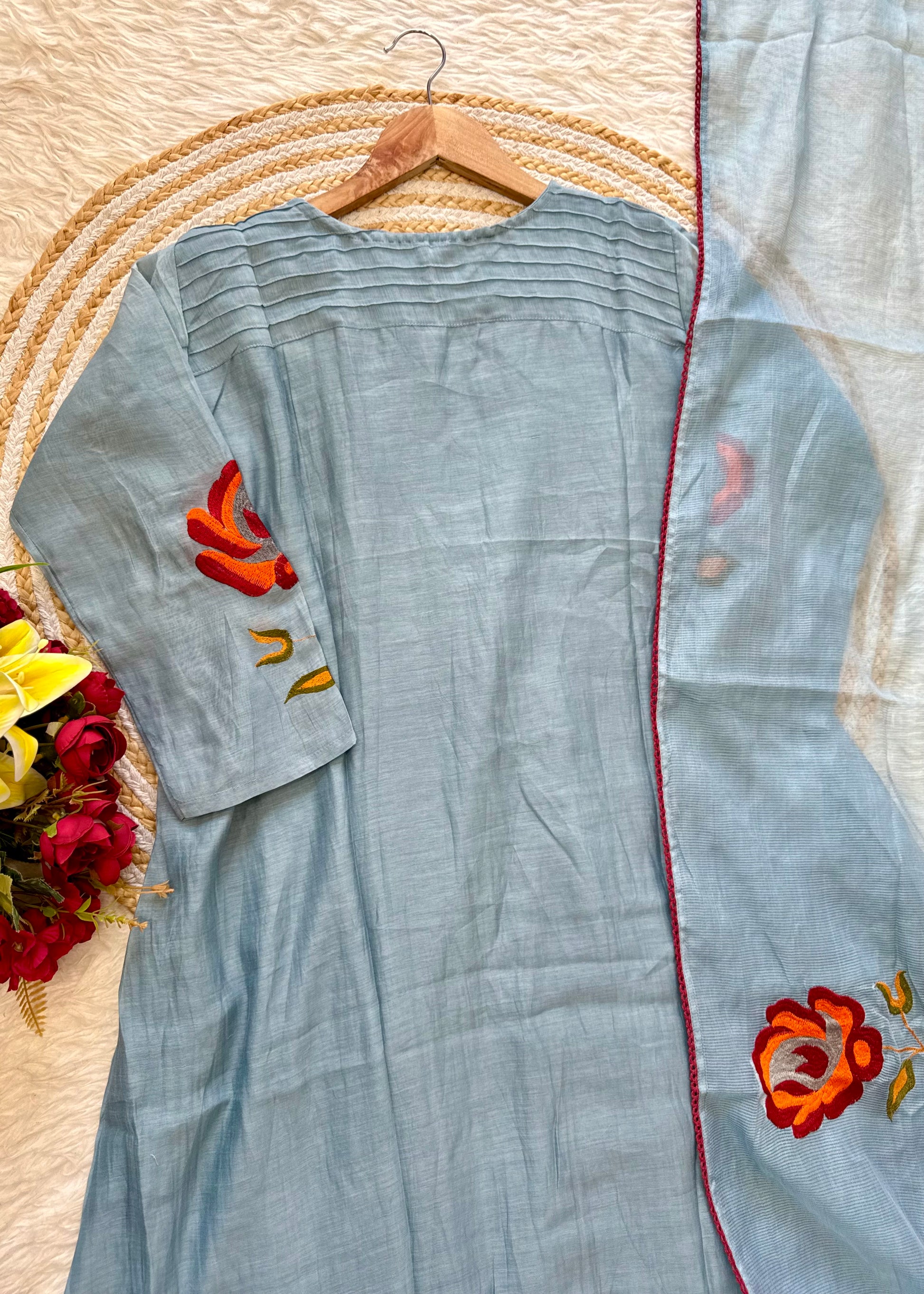 “MAHA” Beautiful Mul Chanderi anarkali kurti set