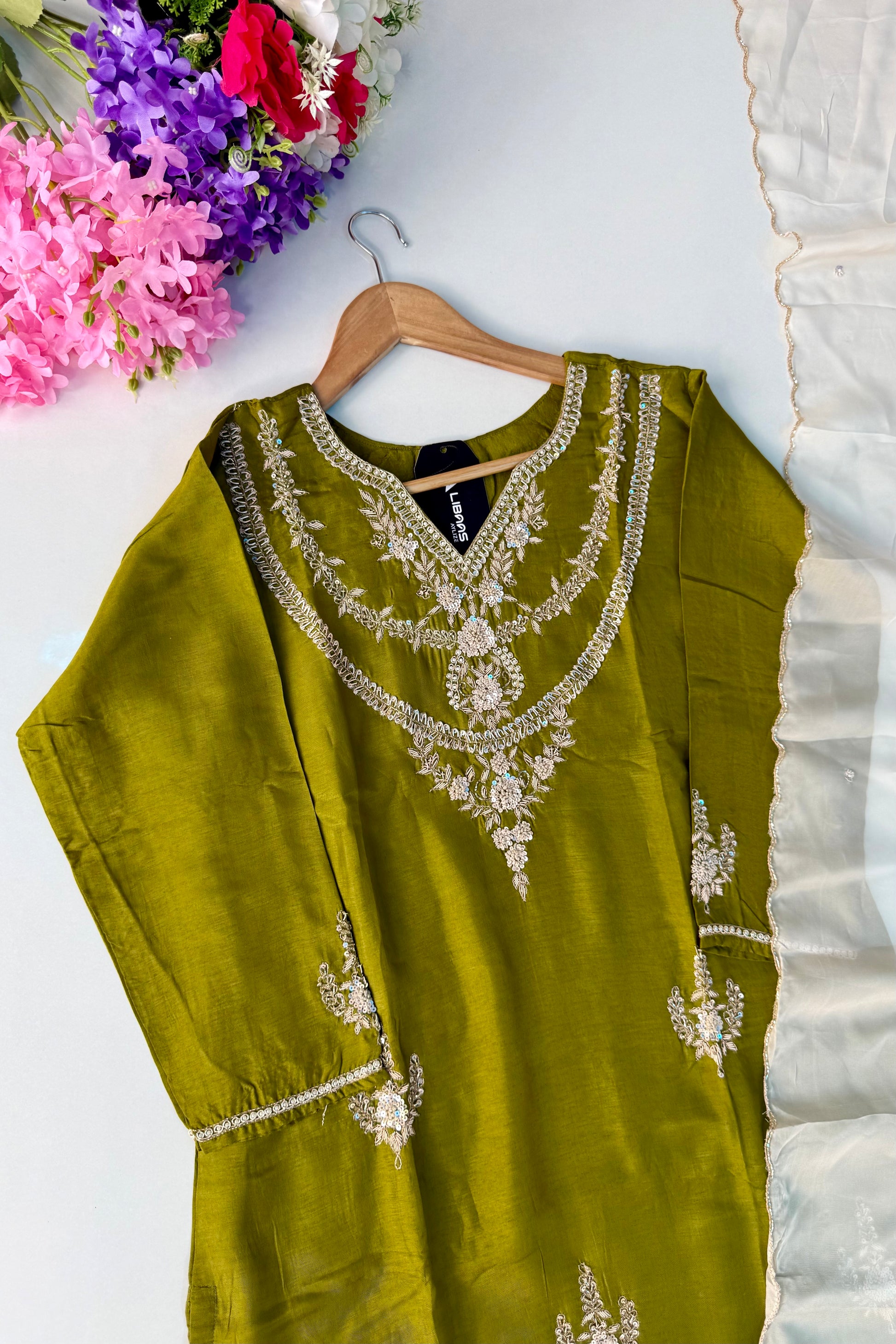 💫Ruchi – Premium Dola Silk Heavy Handwork Kurta Set