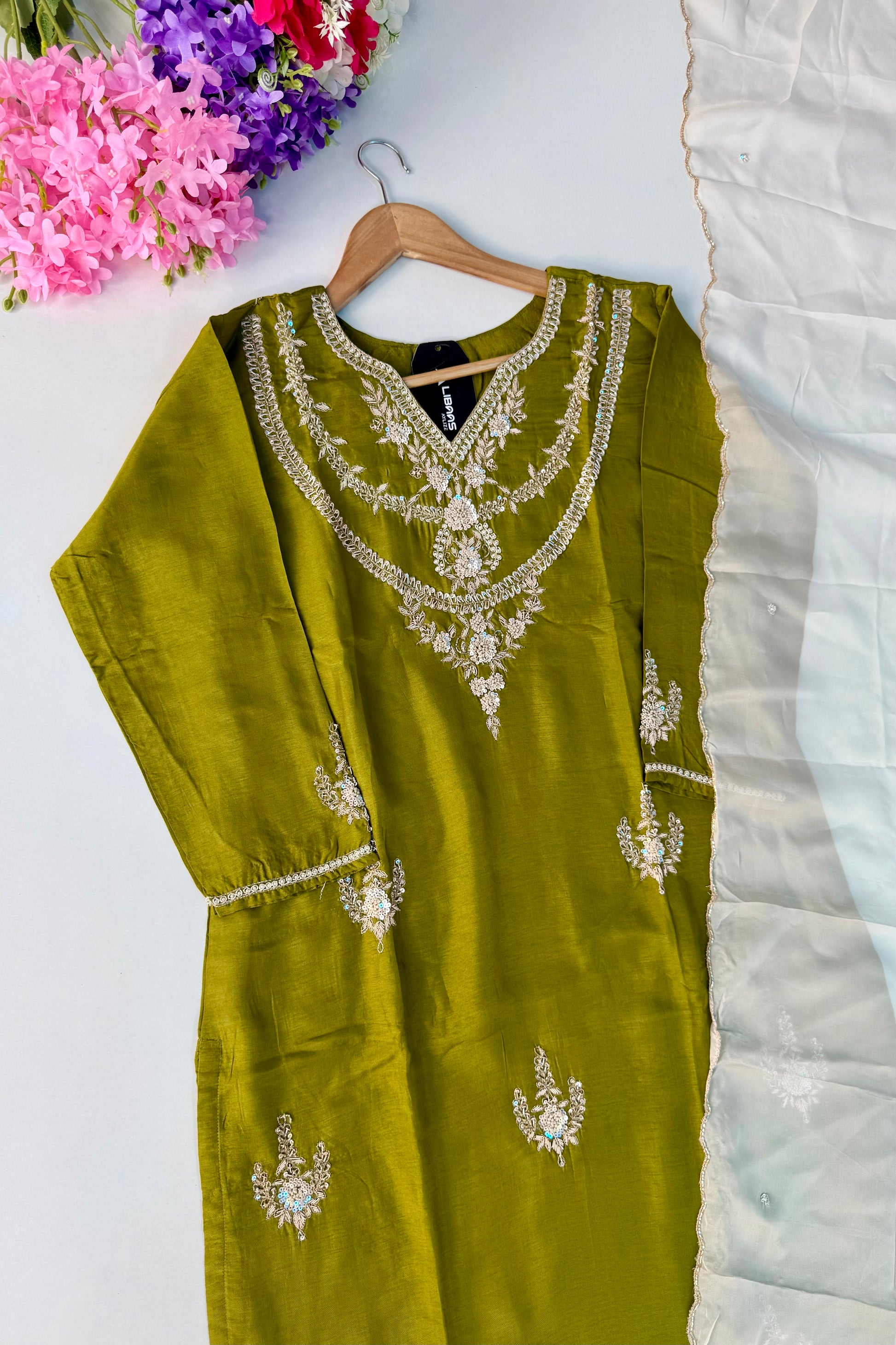 💫Ruchi – Premium Dola Silk Heavy Handwork Kurta Set