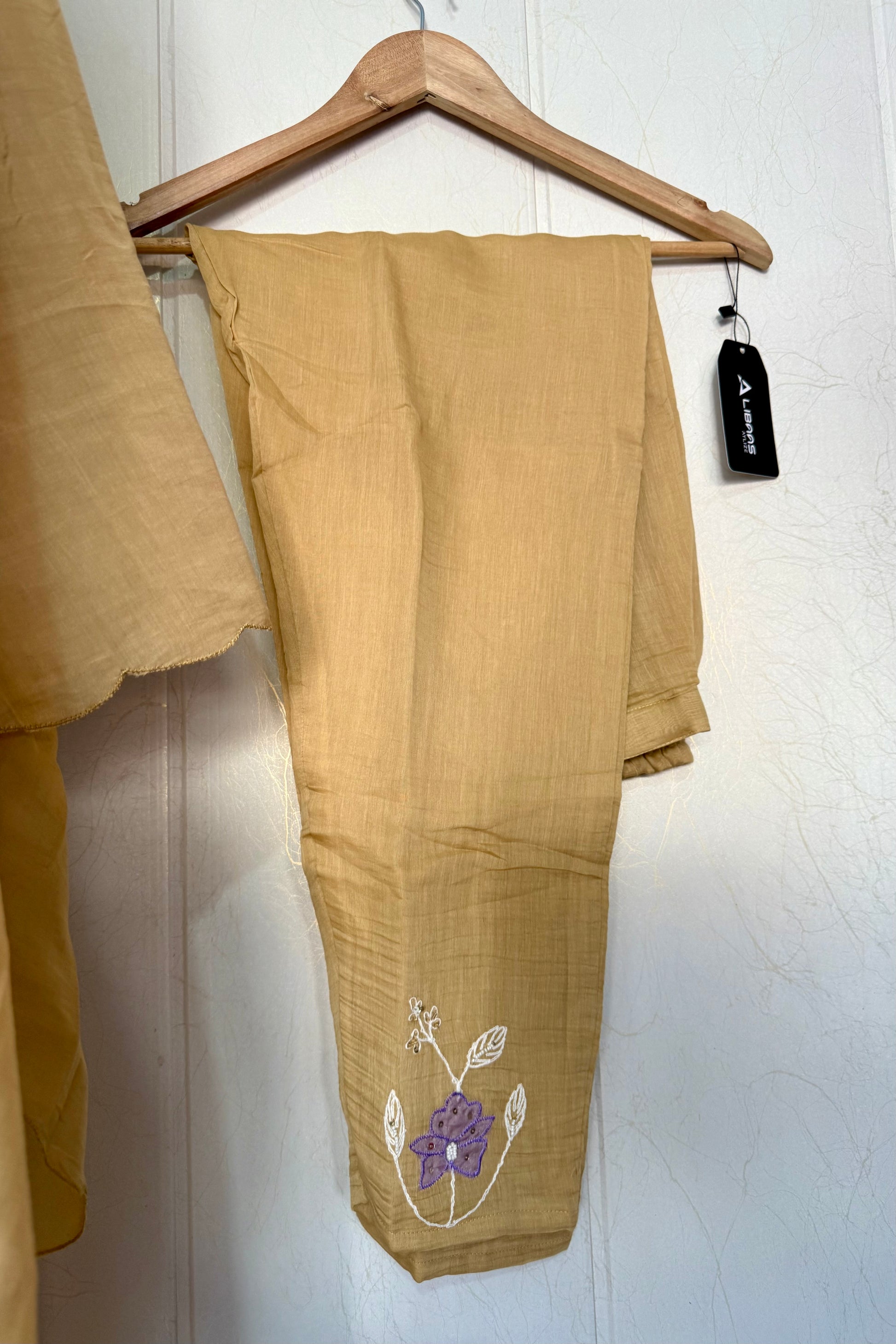 “Thread” Premium Golden Beige Mul Chanderi A Line kurta set