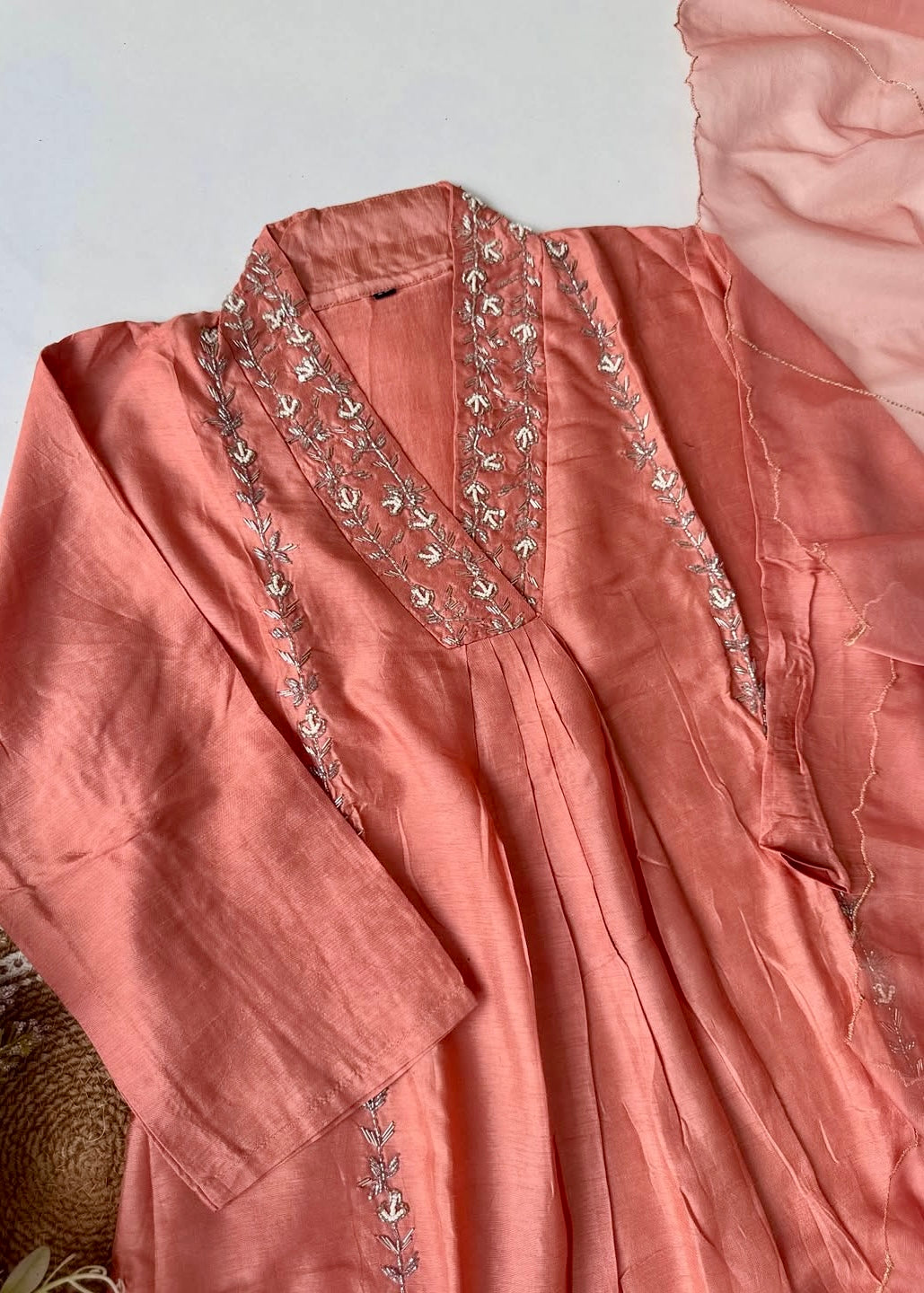“Eira” Heavy handwork Dola silk A line kurti set 🛍️