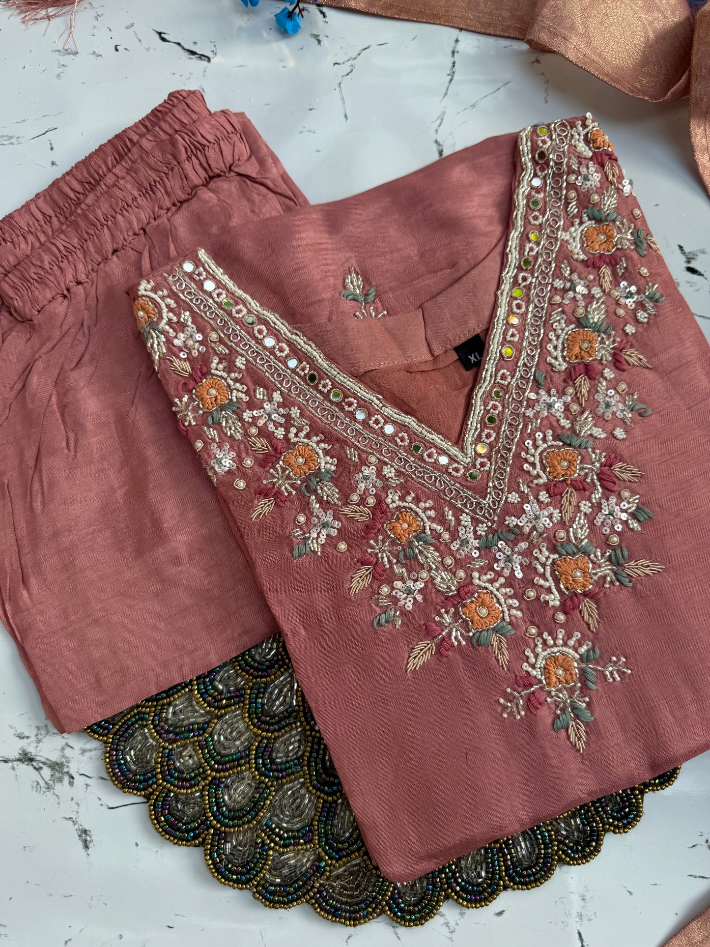 "HIJR" Party wear Handcrafted dola silk set