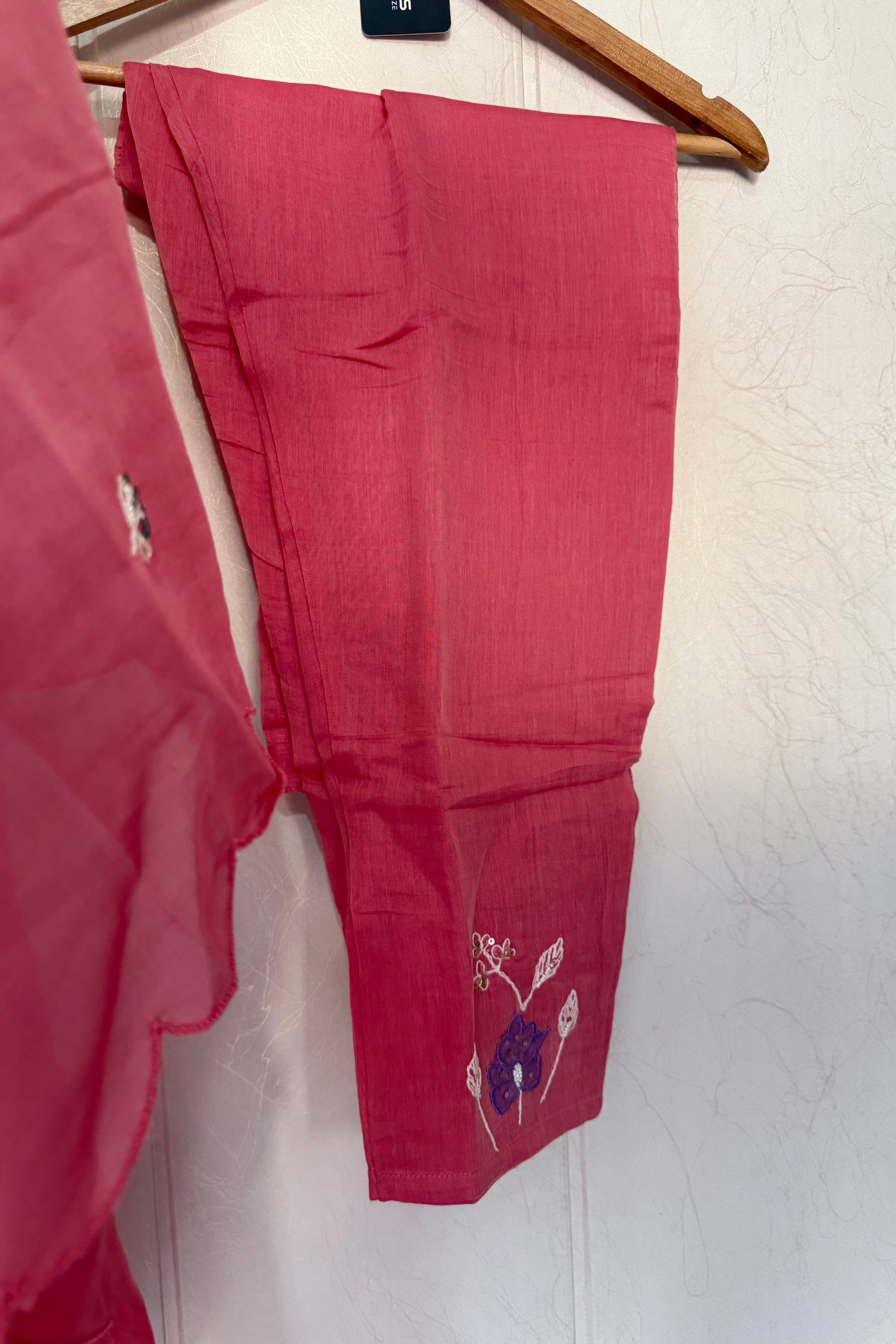 “Thread” Premium Bloom Pink Mul Chanderi A Line kurta set