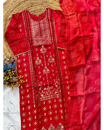 “Mustarab” Beautiful jacquard silk kurti pant with dupatta set 🛍️♥️