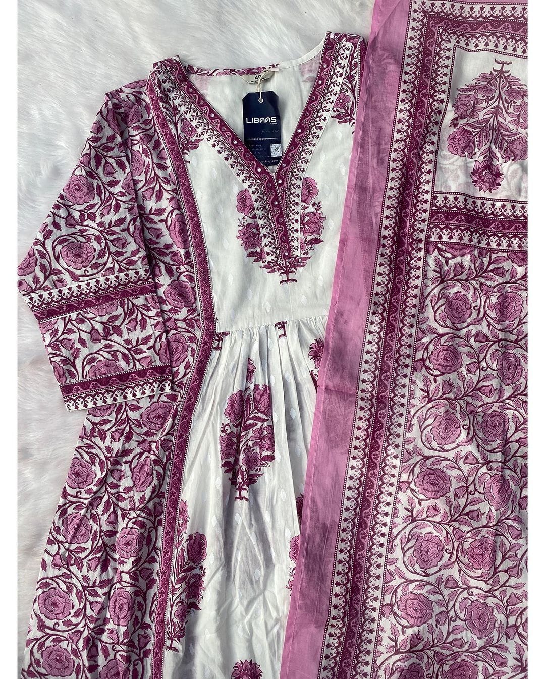 “Zazbat” Premium cotton anarkali kurta bottom with dupatta set