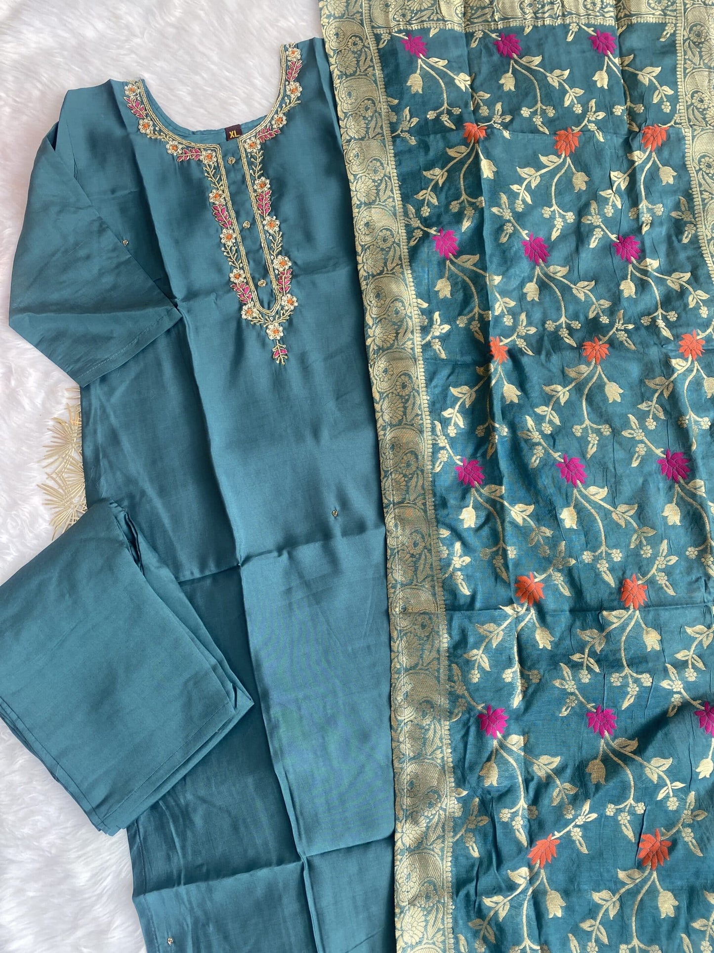 “Bahar” Affordable handcrafted kurta bottom with dupatta set