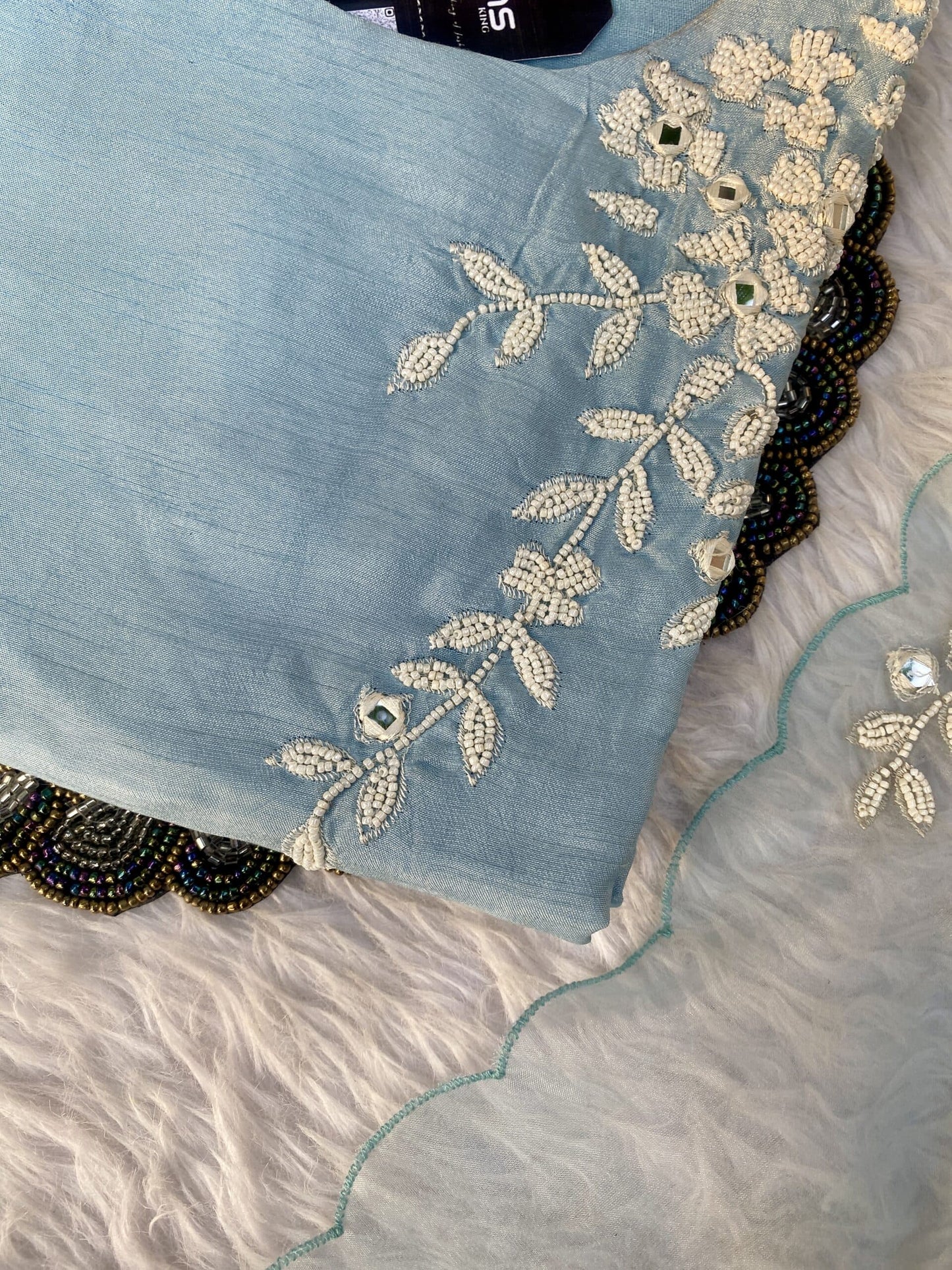 ‘’HEER” Sea blue Dola Silk Set