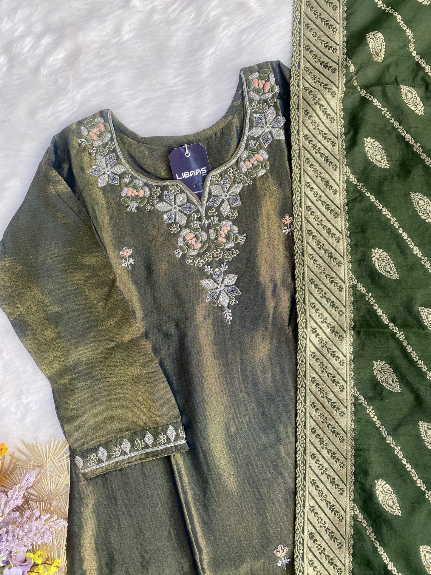 “RADHIKHA” Premium Tissue silk kurta bottom with dupatta set