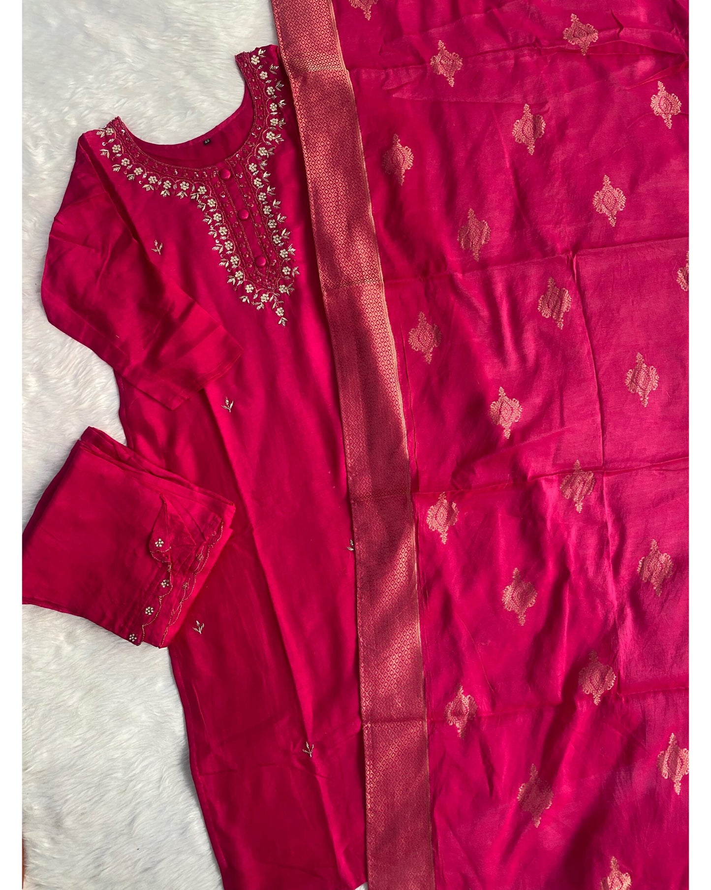 “Nidhi” Party wear Dola silk kurta bottom with dupatta set