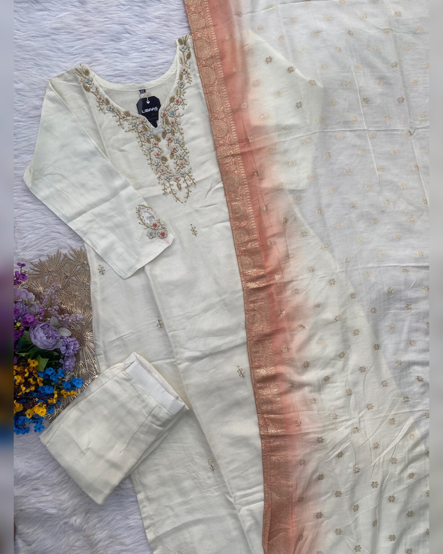 “Nyamat” Festive wear Dola silk kurta bottom with dupatta set