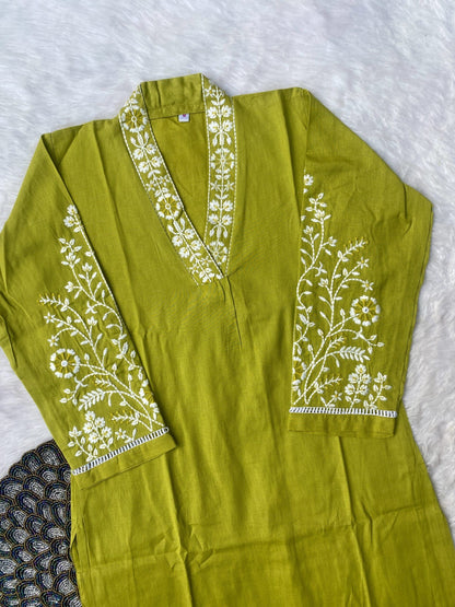 “Rusk” Premium cotton kurti pant set