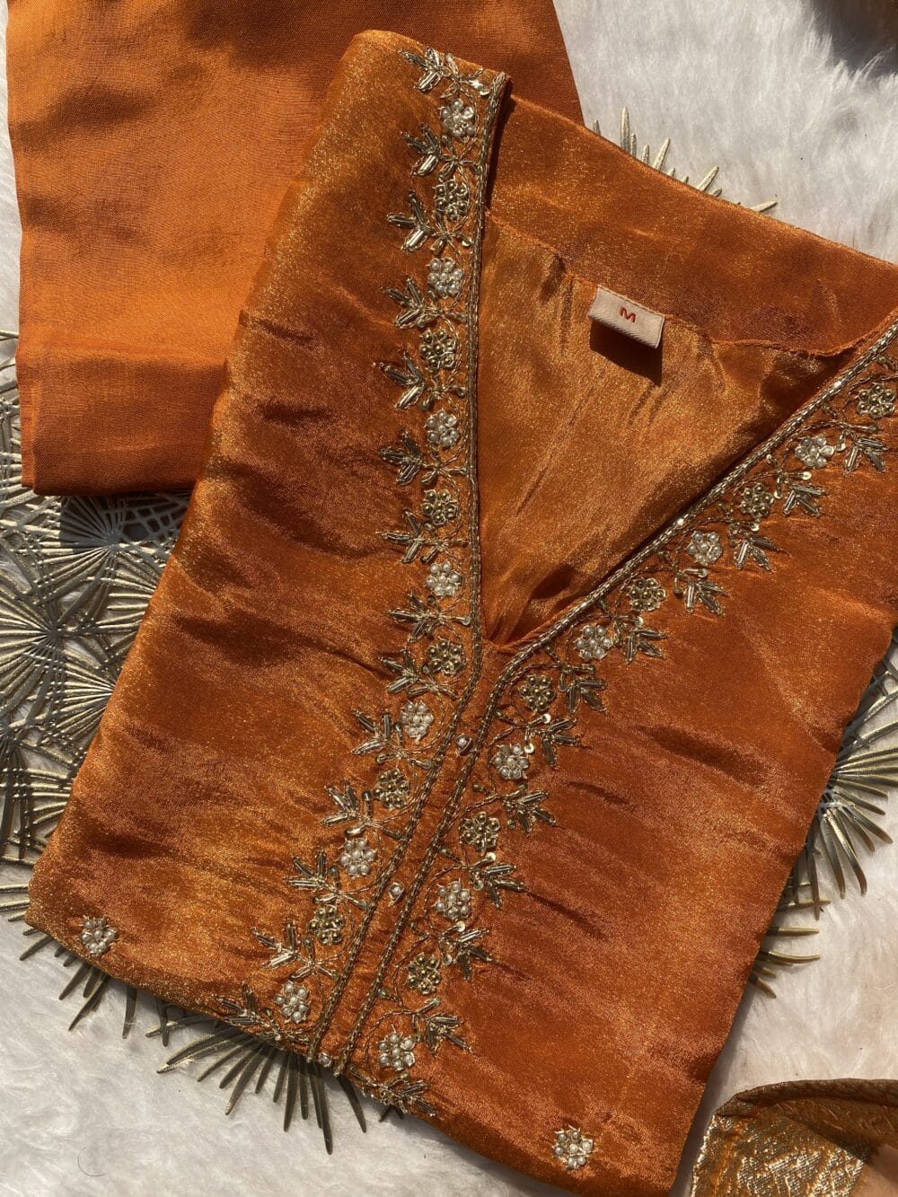 “Afreen” Tissue silk straight kurti with straight pants and dupatta 🌙