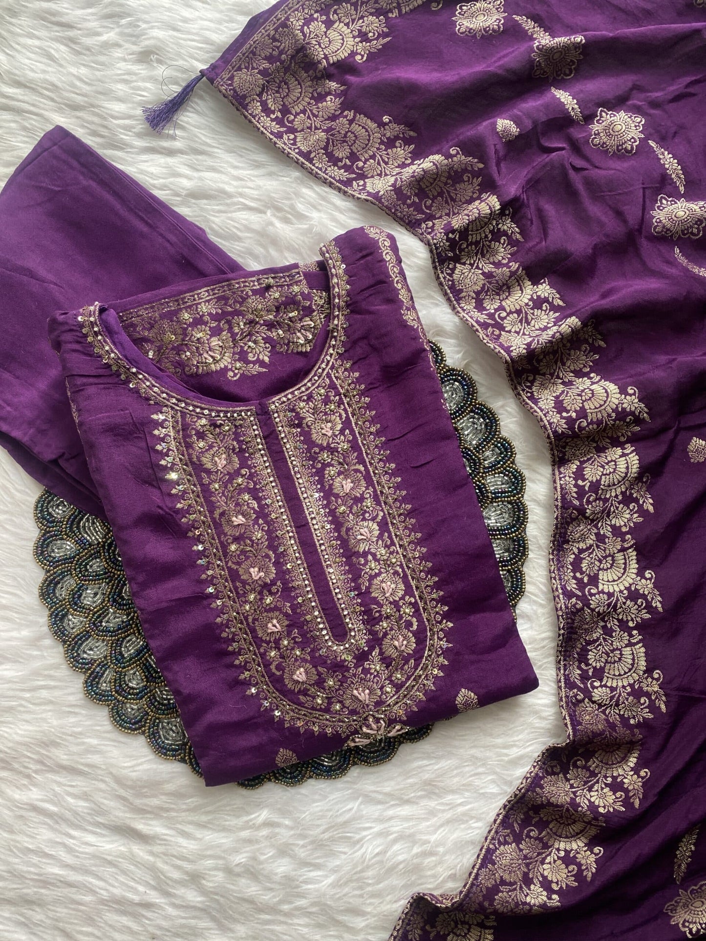 “Suhani” Beautiful russian jacquard kurti pant with dupatta set