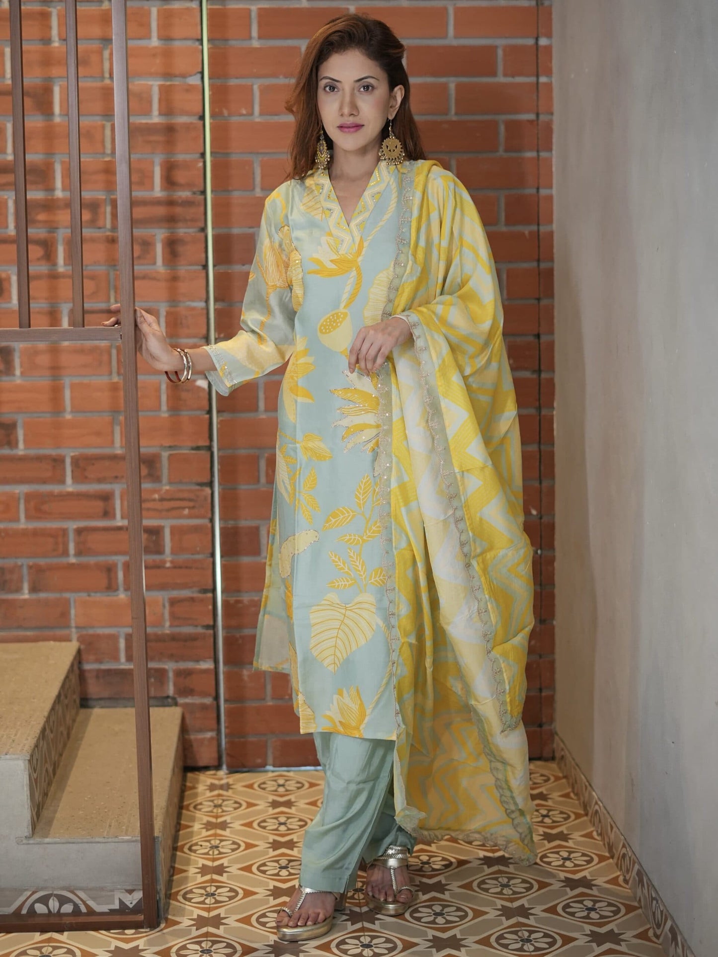 “Ragini” Russian silk kurti bottom dupatta set