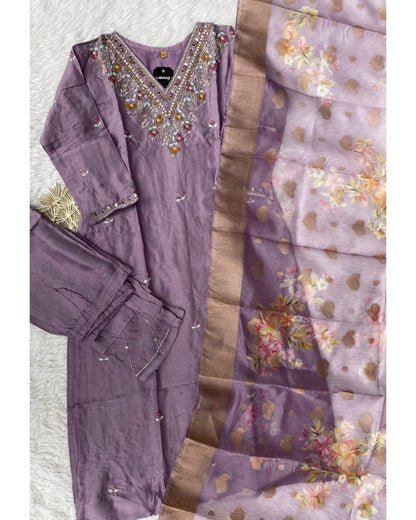 “Avni” Party wear dola silk kurti bottom with dupatta set