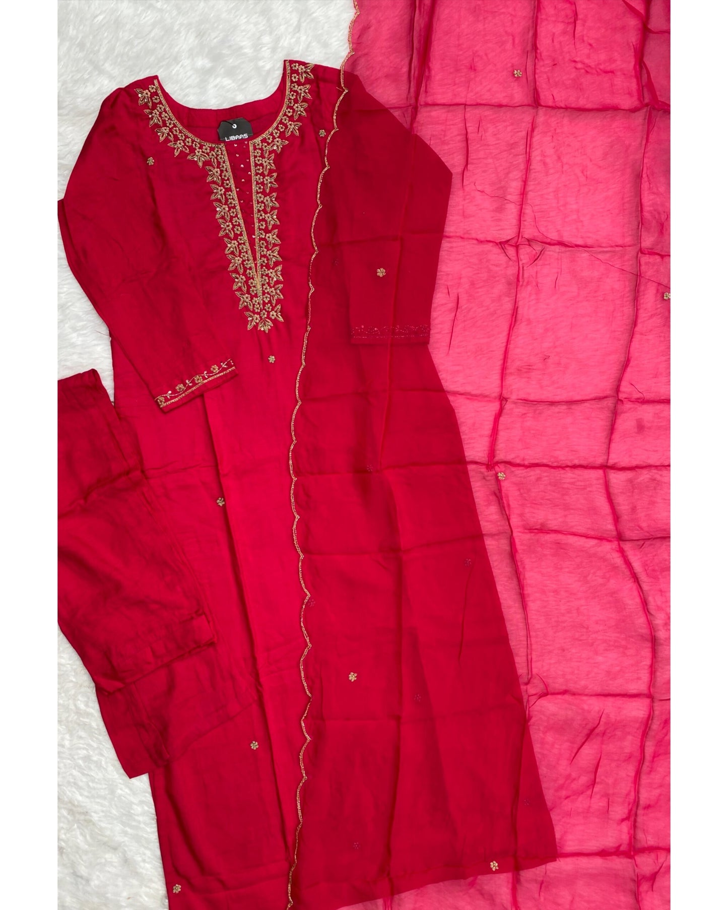 “Surbhi” Handwork Dola silk kurti pant with dupatta set