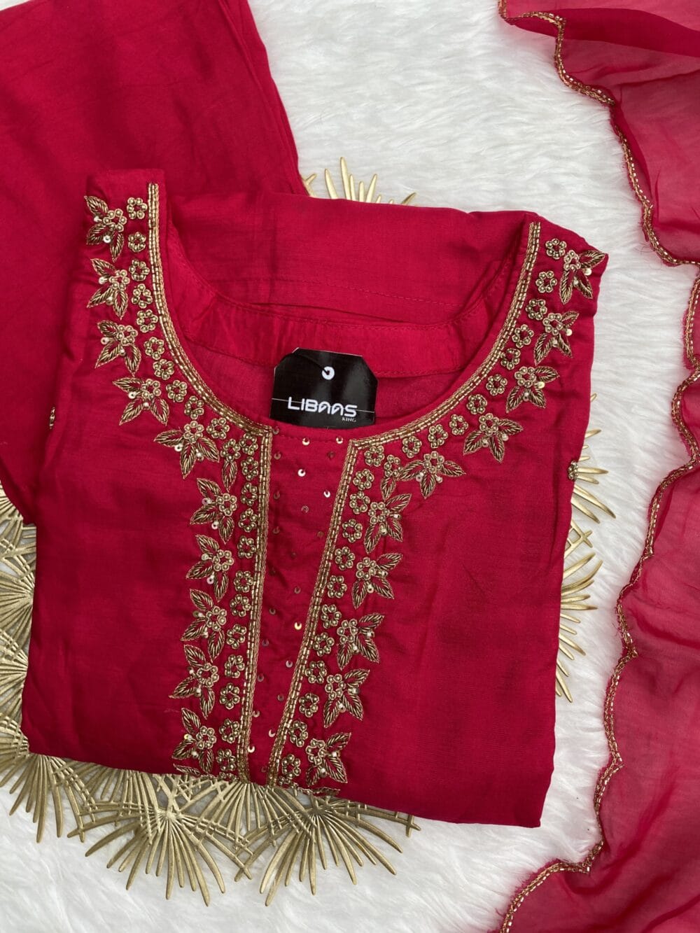 “Surbhi” Handwork Dola silk kurti pant with dupatta set