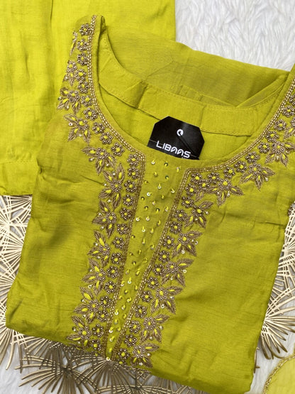 “Surbhi” Handwork Dola silk kurti pant with dupatta set