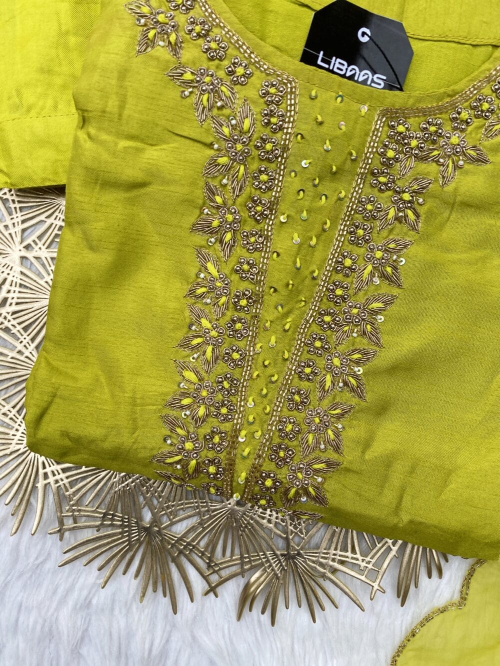 “Surbhi” Handwork Dola silk kurti pant with dupatta set