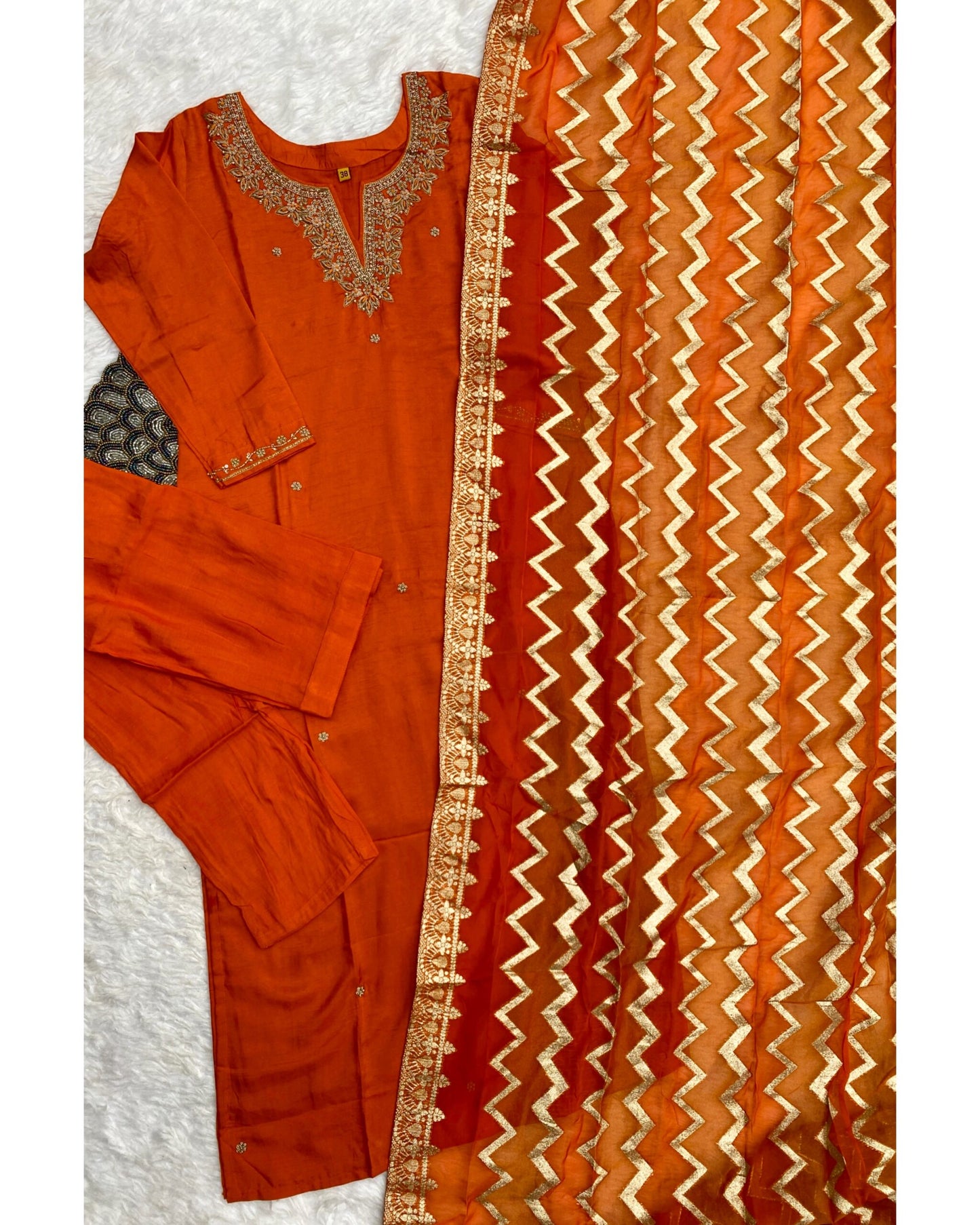 “Anika” Festive wear dola silk kurti bottom with dupatta set