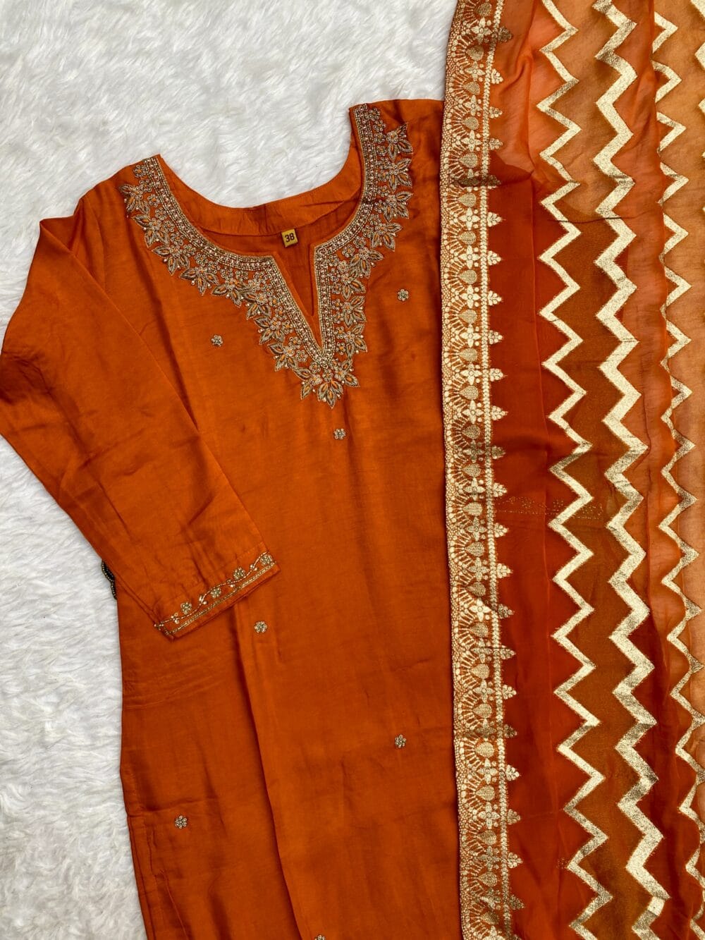 “Anika” Festive wear dola silk kurti bottom with dupatta set