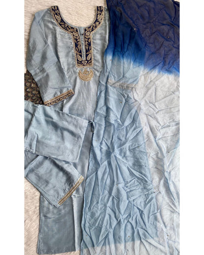 “Chanda” Beautiful blue shade Handwork kurta set